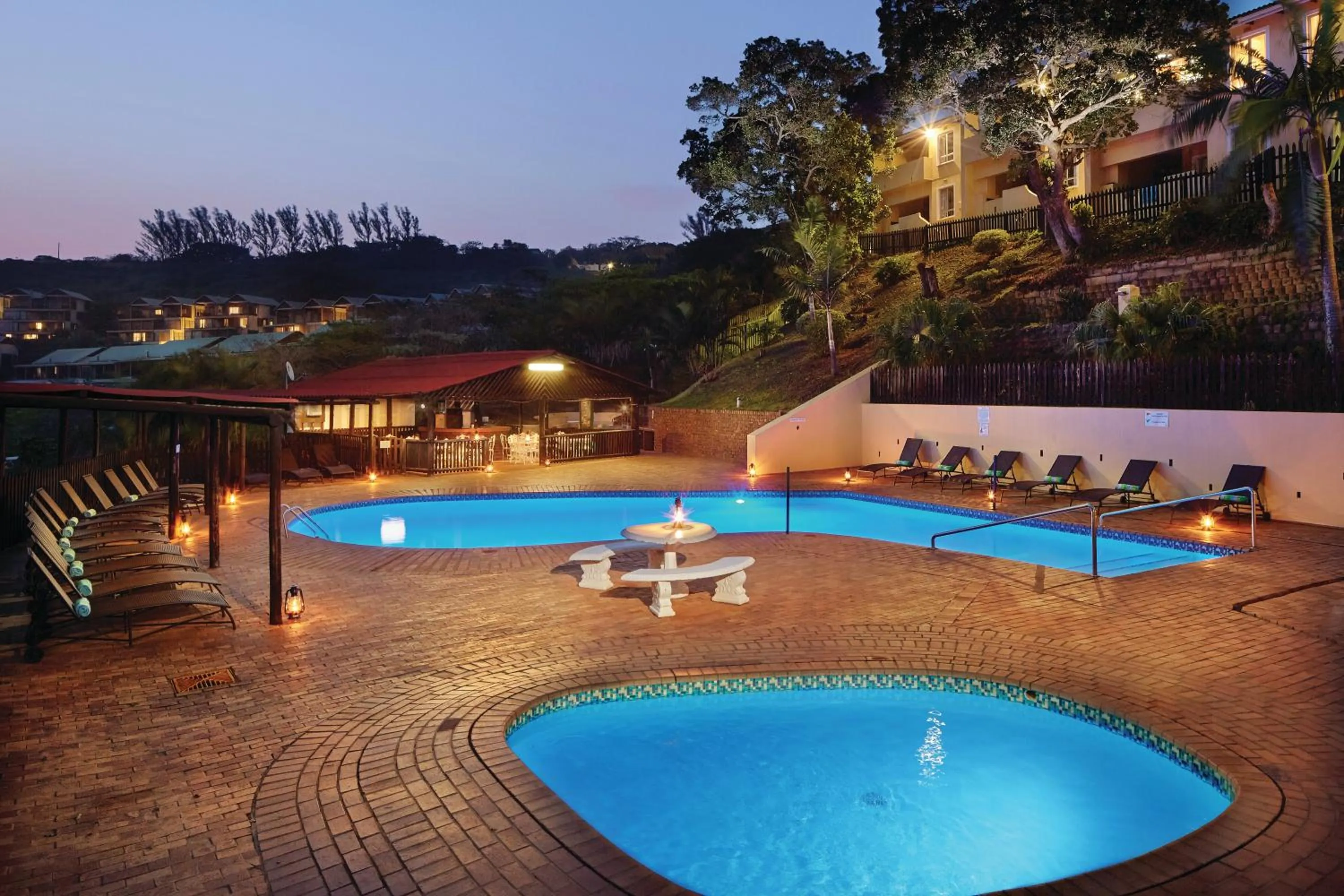 Swimming pool in First Group Chaka's Rock Chalets