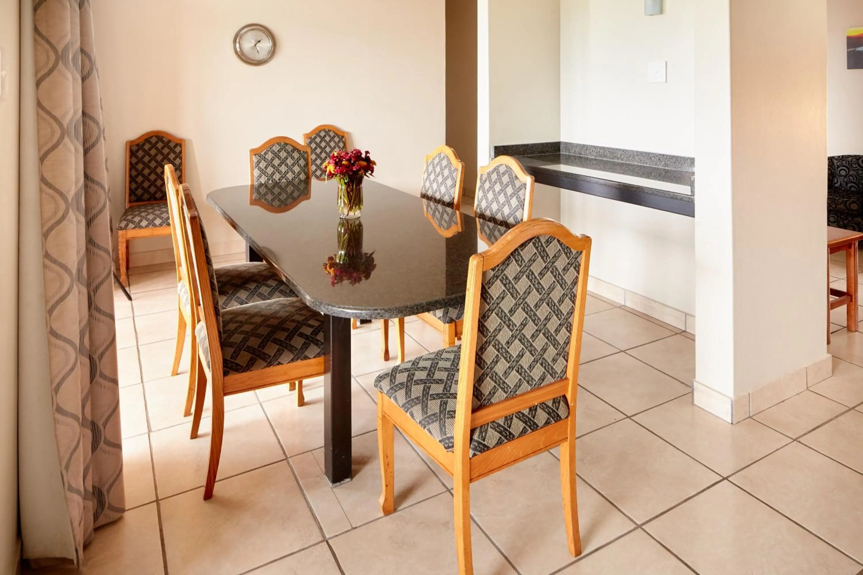 Dining area in First Group Chaka's Rock Chalets
