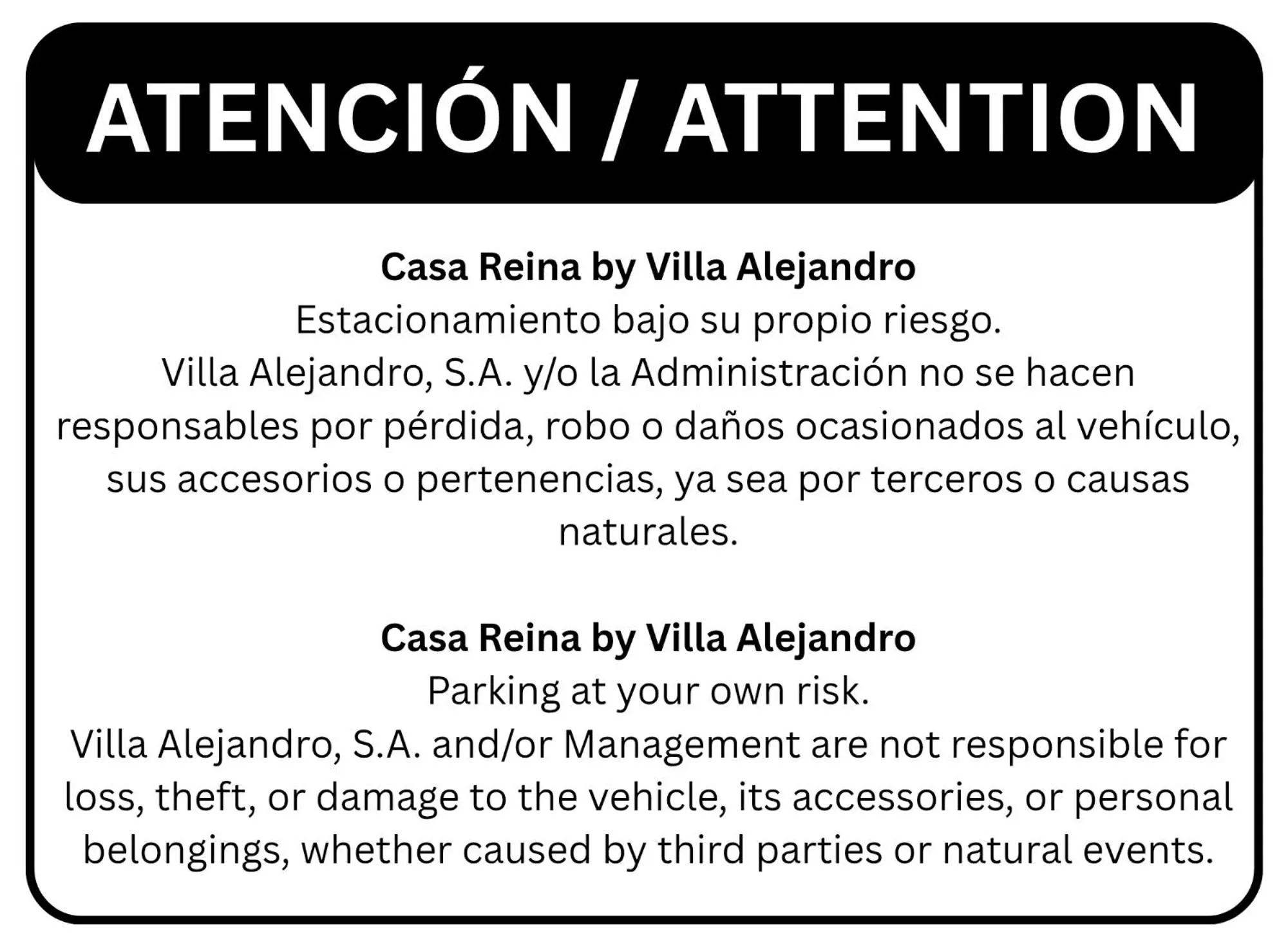 Parking in Casa Reina by Villa Alejandro