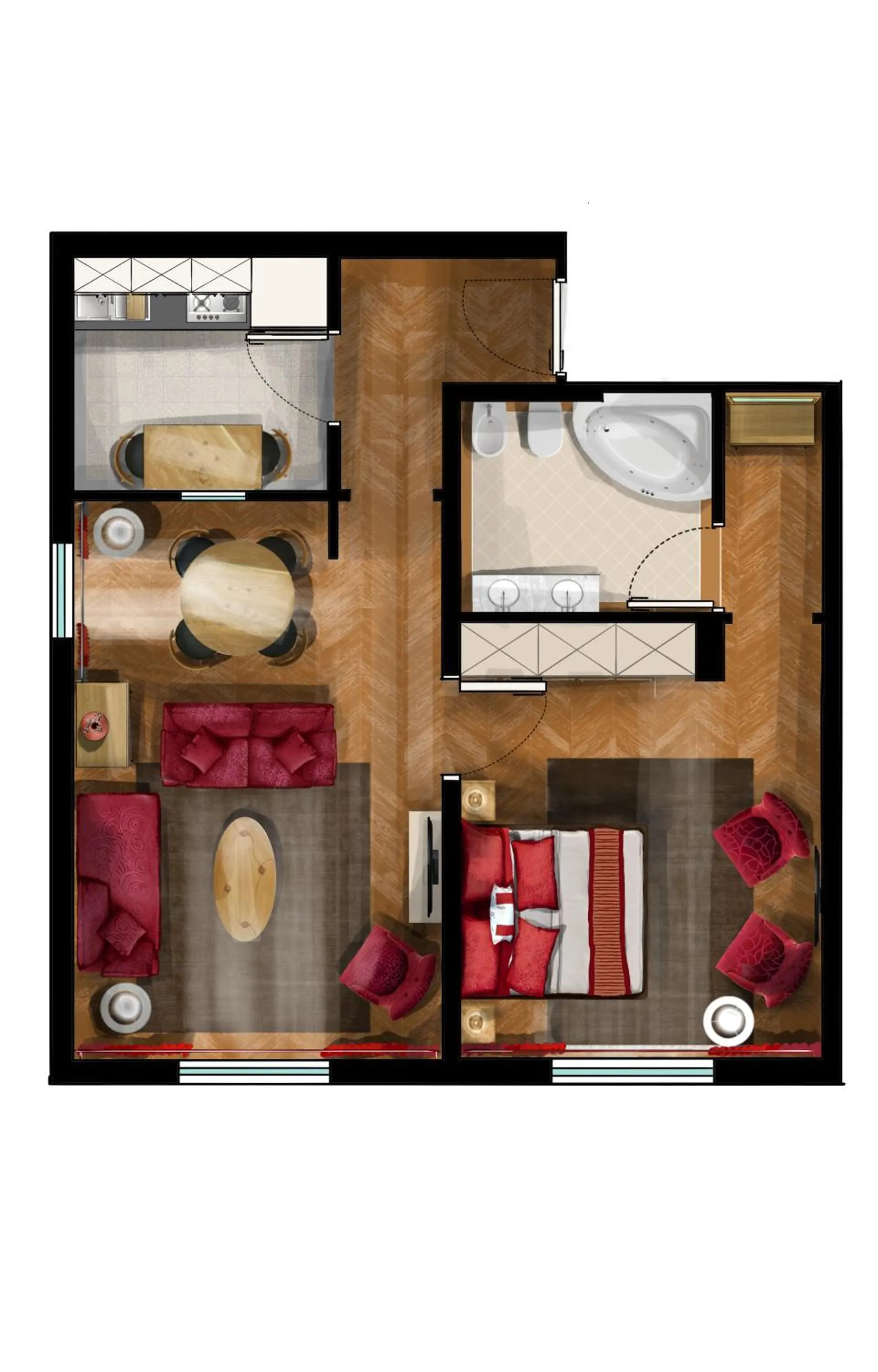 Floor plan, Bed in Tirolensis - Luxury All Inclusive