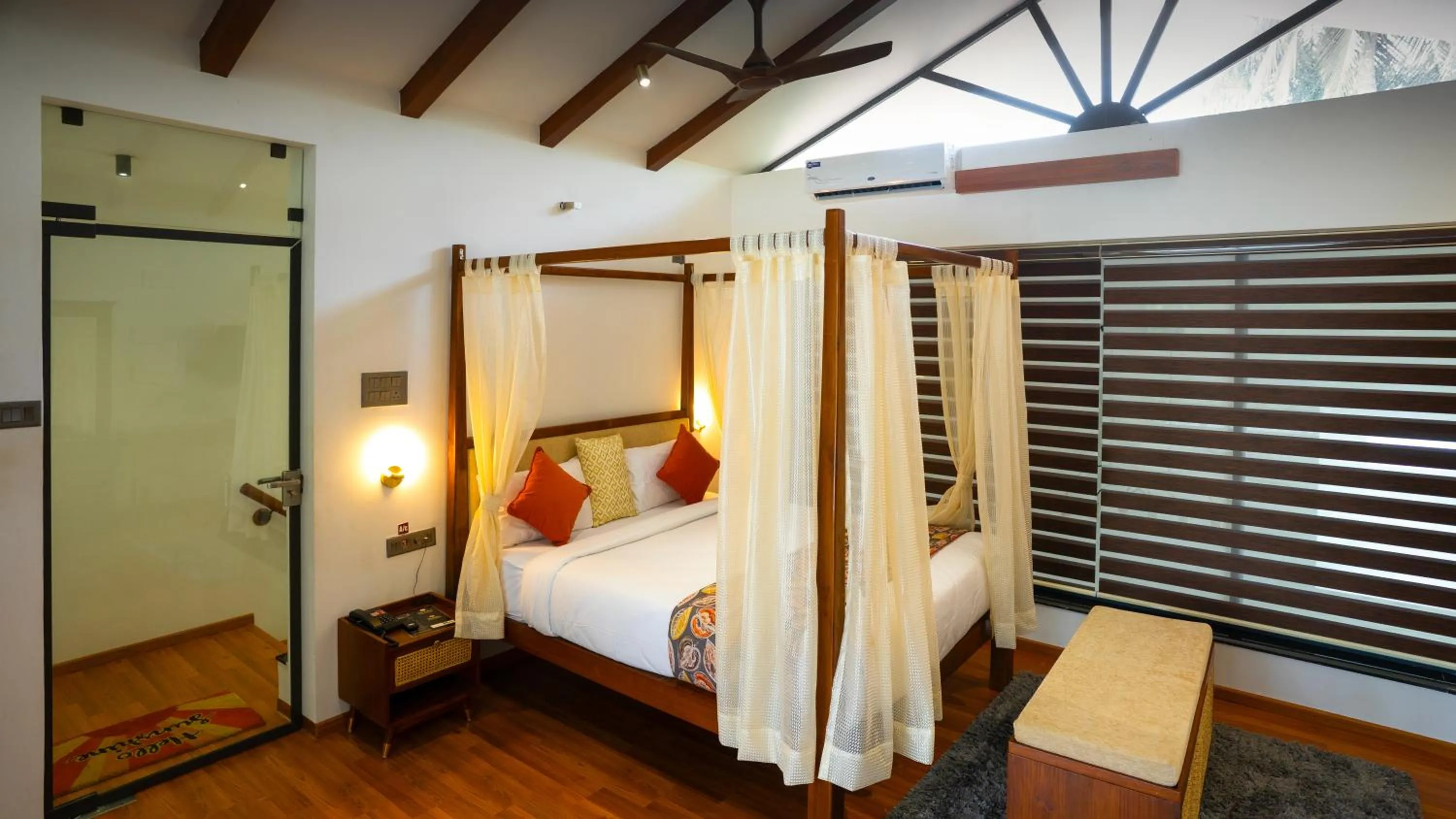 Bed in Sakthi River Resort