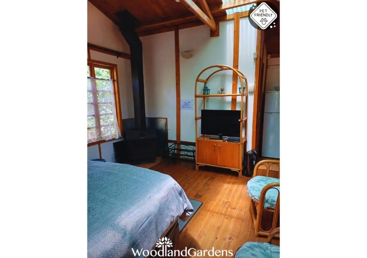 TV and multimedia, Bed in Woodland Gardens Self catering Pet Friendly Lodge