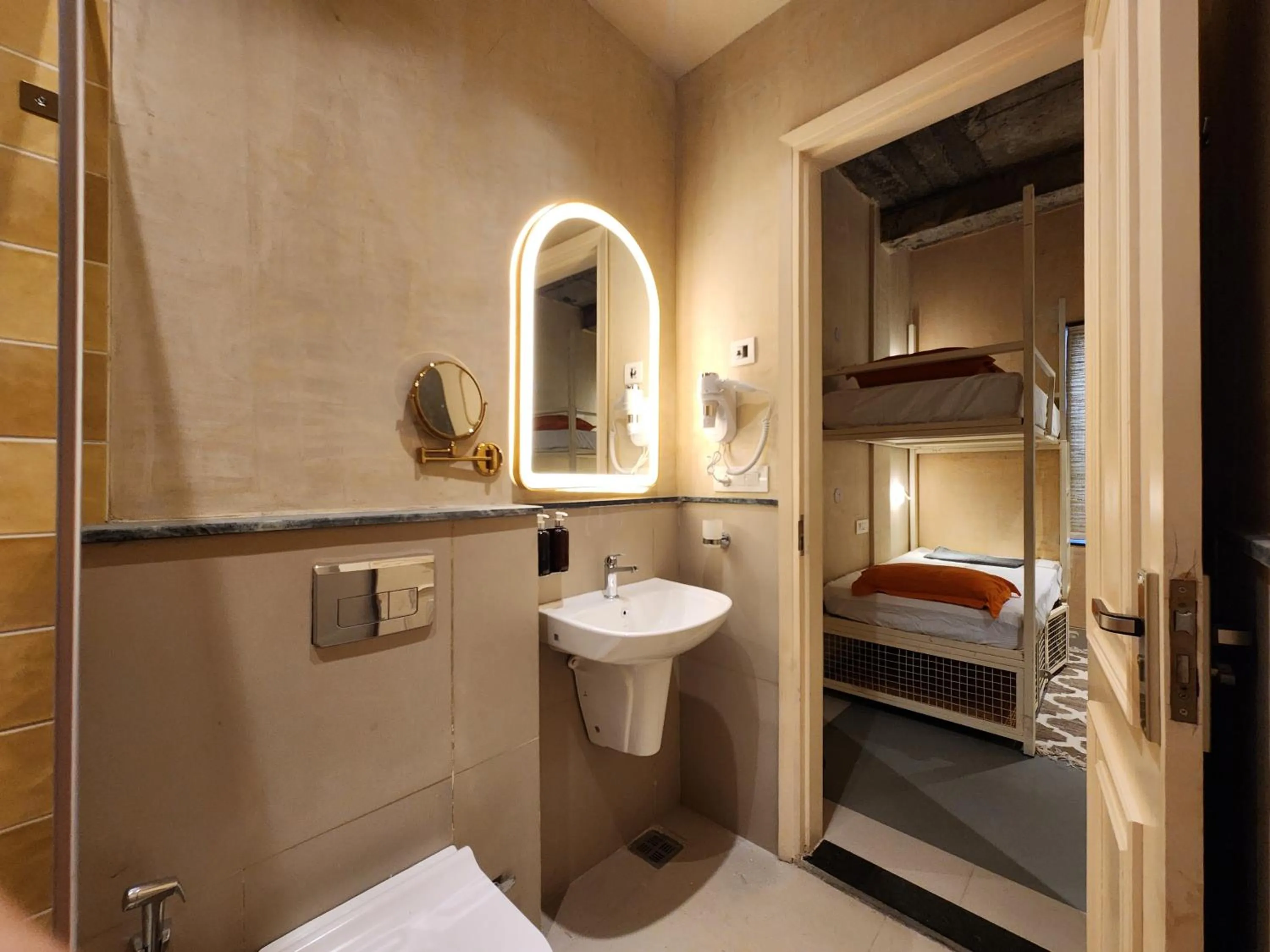 Bathroom, Bed in JHouse near Bhikaji