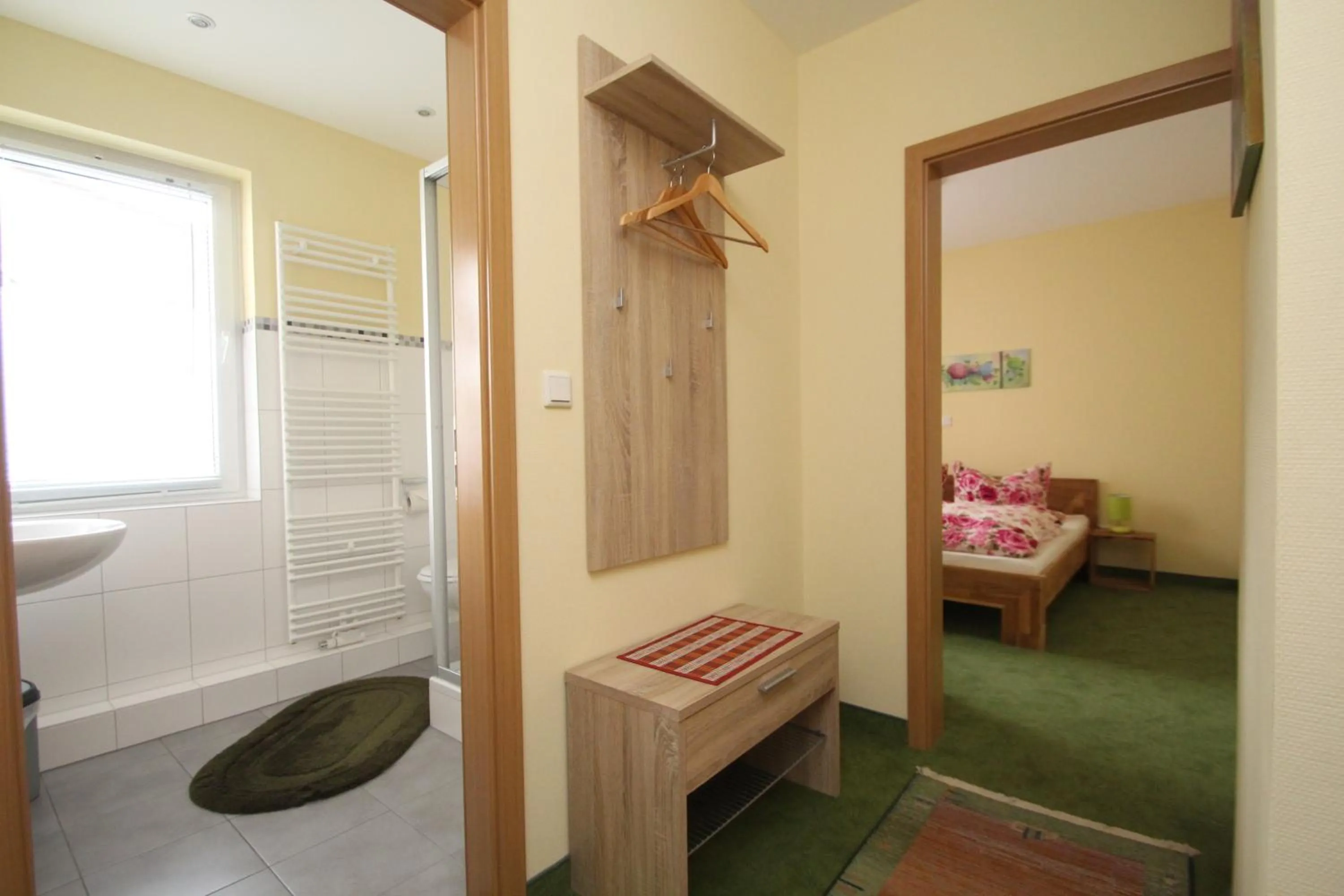 Bathroom, Bed in Gasthaus Forelle