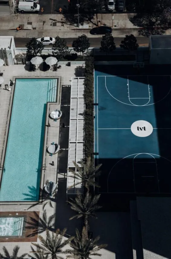 Bird's eye view in Level Los Angeles - Downtown South Olive