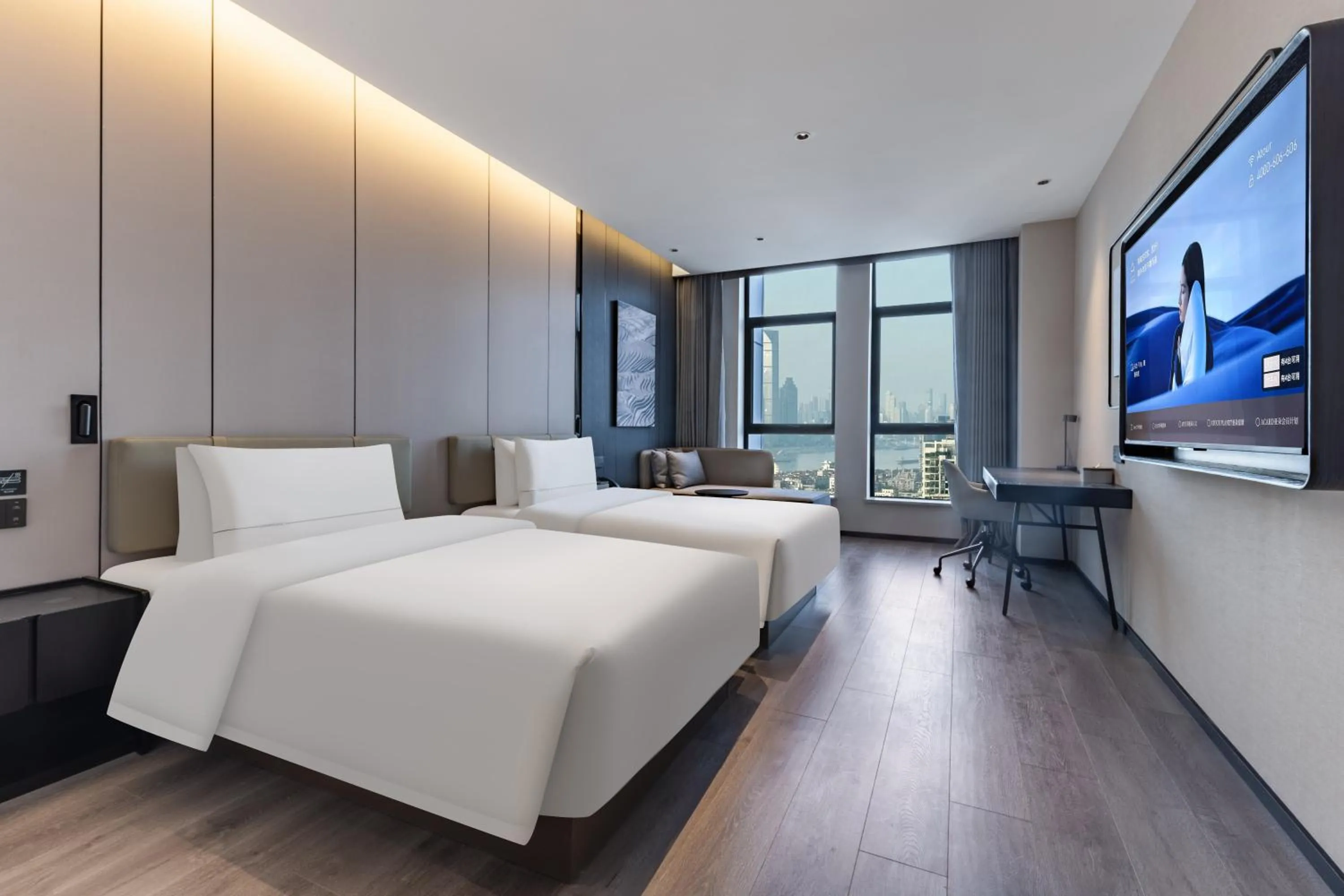 Bed in Atour Hotel Wuhan Yellow Crane Tower Shouyi Plaza