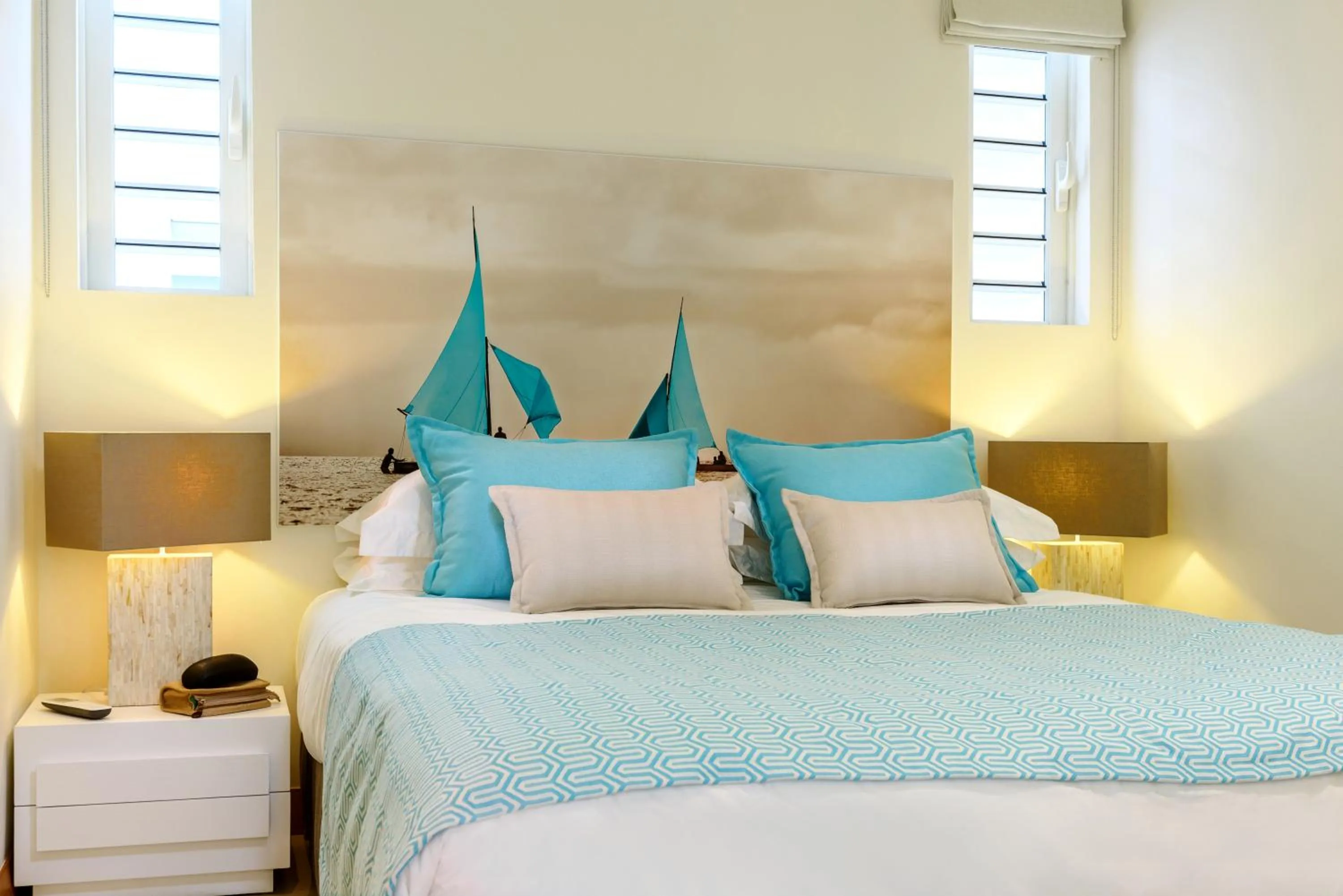 Bed in Myra Seafront Suites by LOV Mauritius