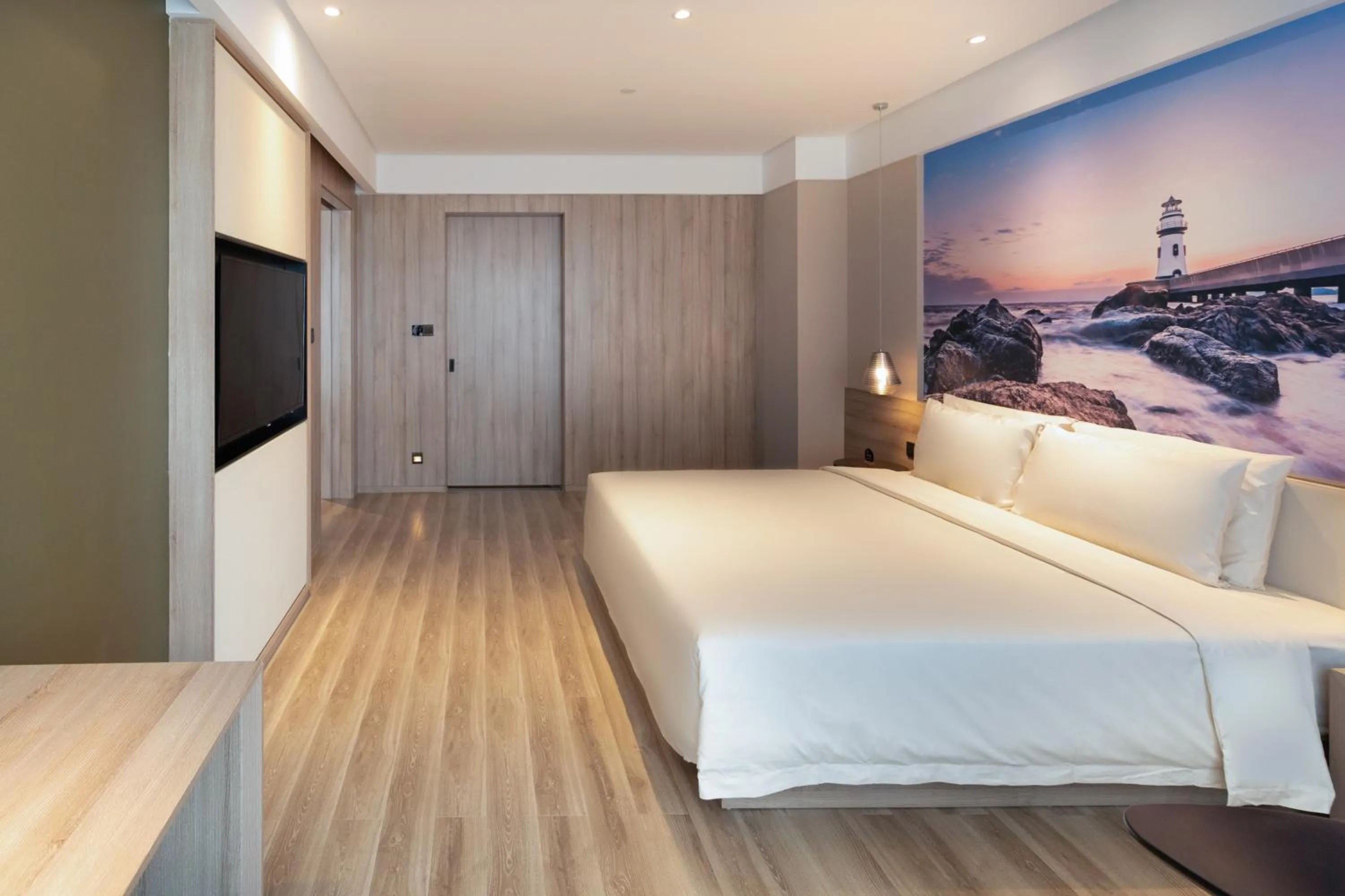 Bed in Atour Hotel Zhuhai Xiangzhou Aoyuan Plaza