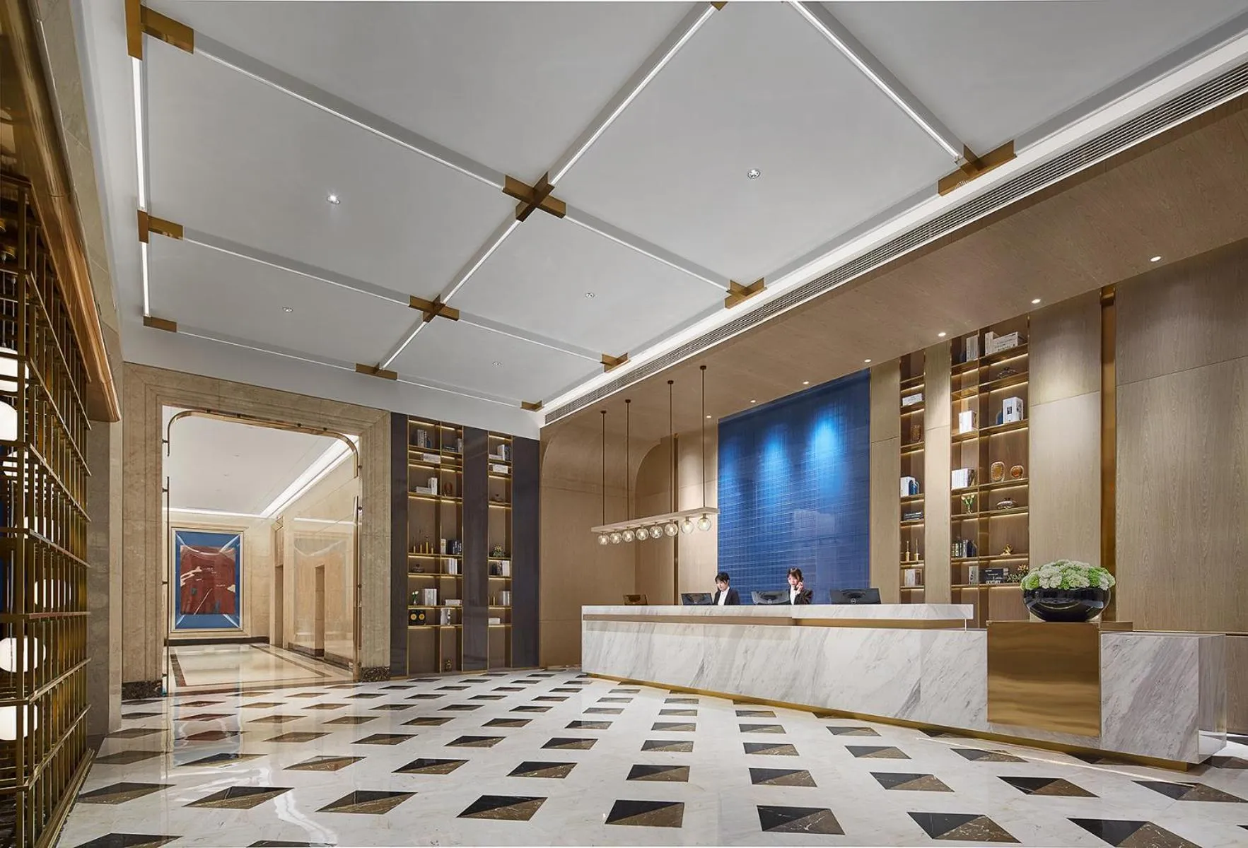 Lobby or reception in Echarm plus International Hotel Guangzhou Changgang Metro Station Branch - Free Shuttle Bus to Canton Fair Complex During Canton Fair Period