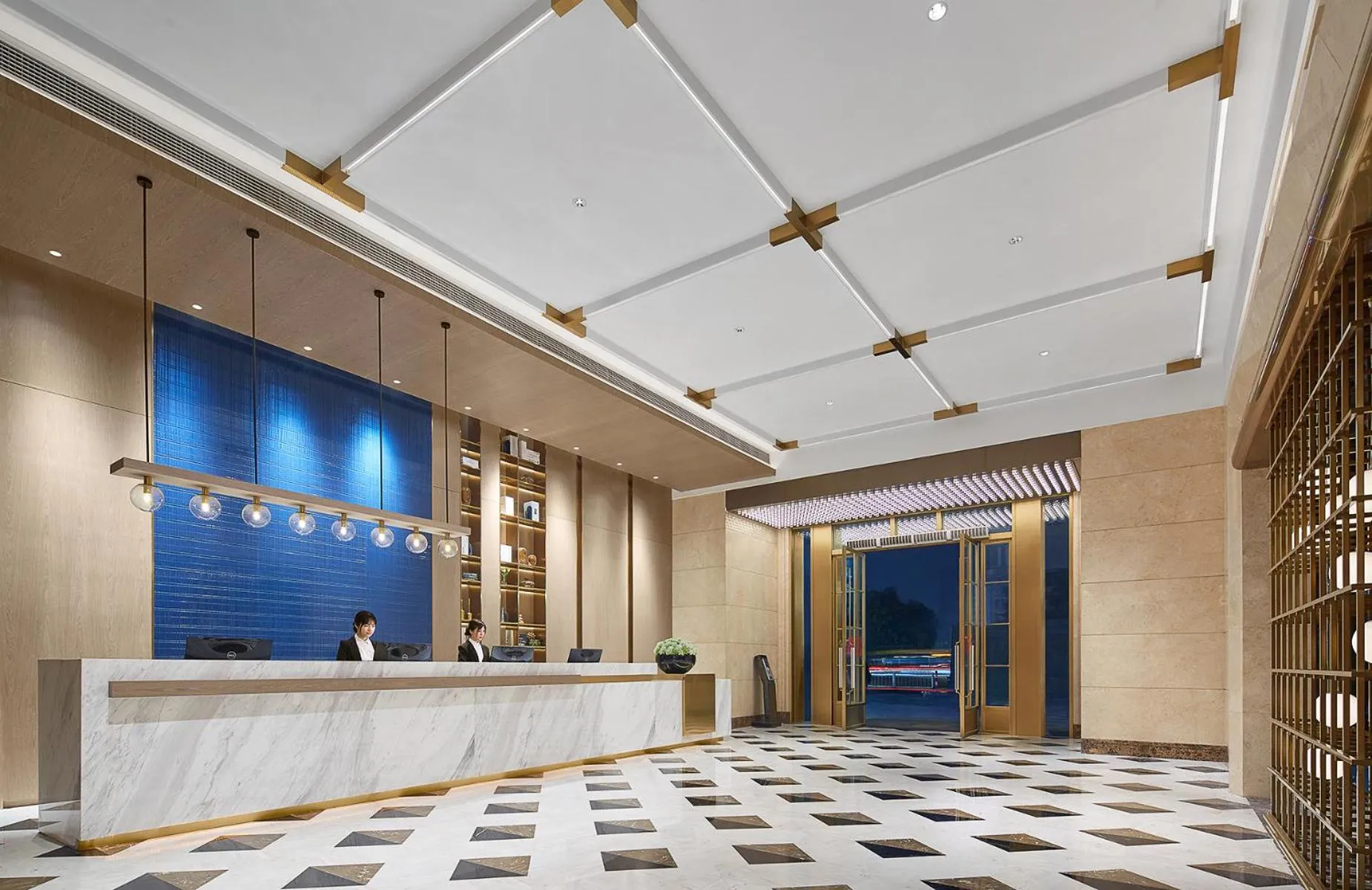 Lobby or reception in Echarm plus International Hotel Guangzhou Changgang Metro Station Branch - Free Shuttle Bus to Canton Fair Complex During Canton Fair Period