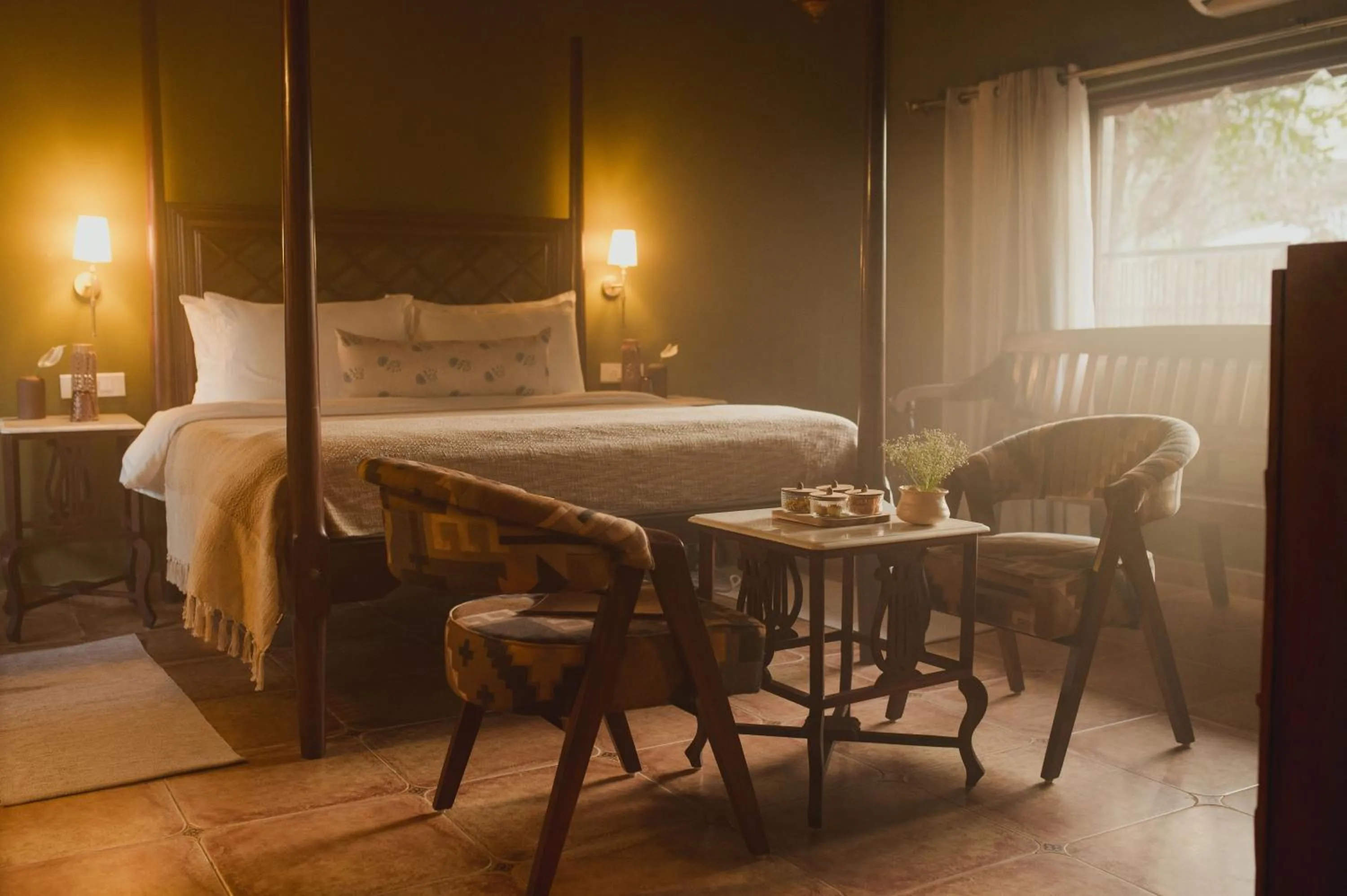 Seating area, Bed in Brij Paraiso Saligao, Goa - An Indo-Portuguese Villa