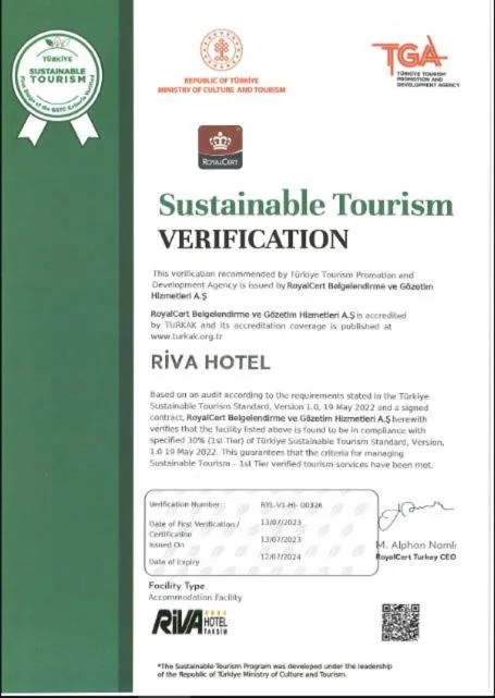 Logo/Certificate/Sign in Riva Hotel Taksim