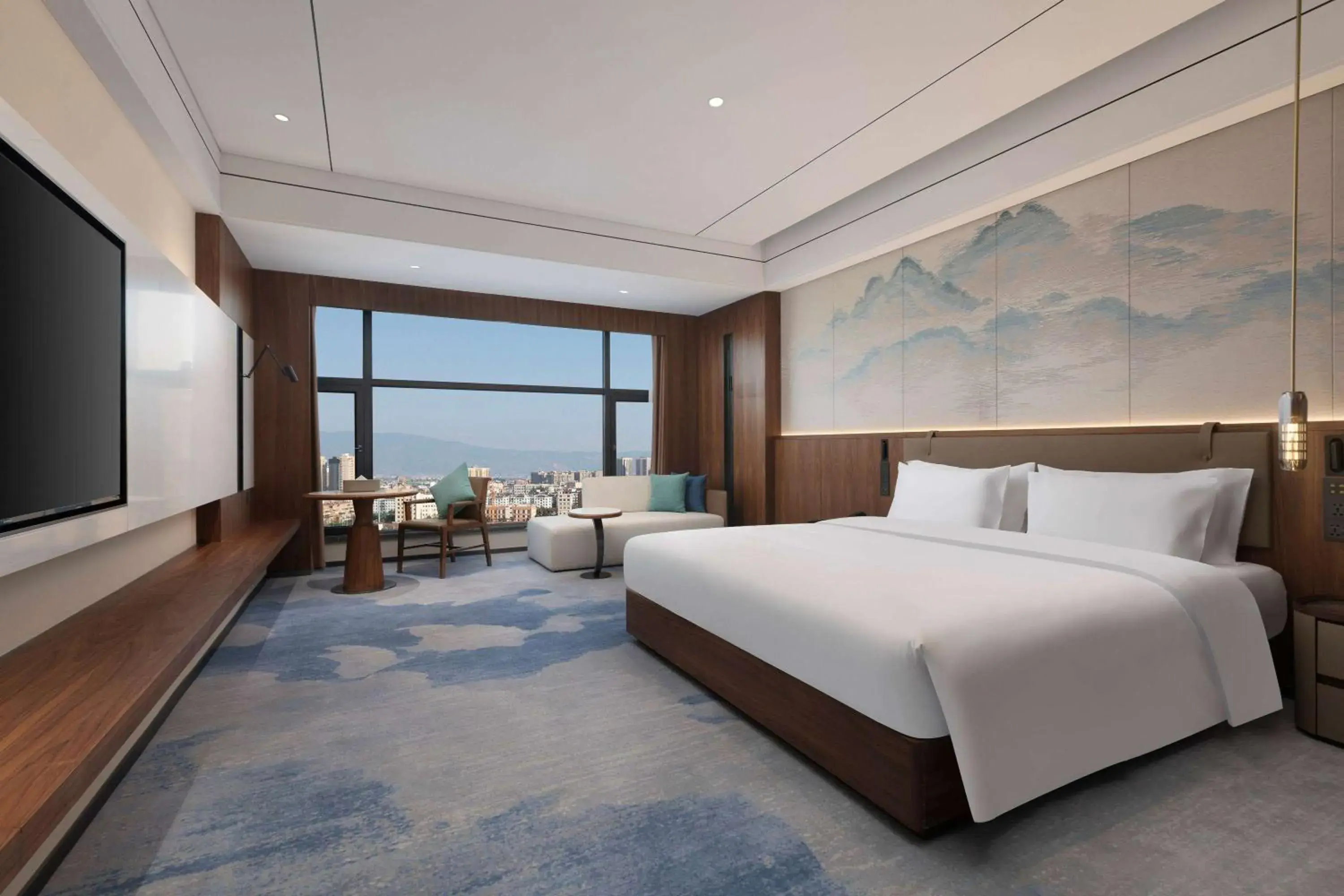 Deluxe King Room with Mountain View in Wyndham Qujing Luliang Deluxe King Room with Mountain View in Wyndham Qujing Luliang