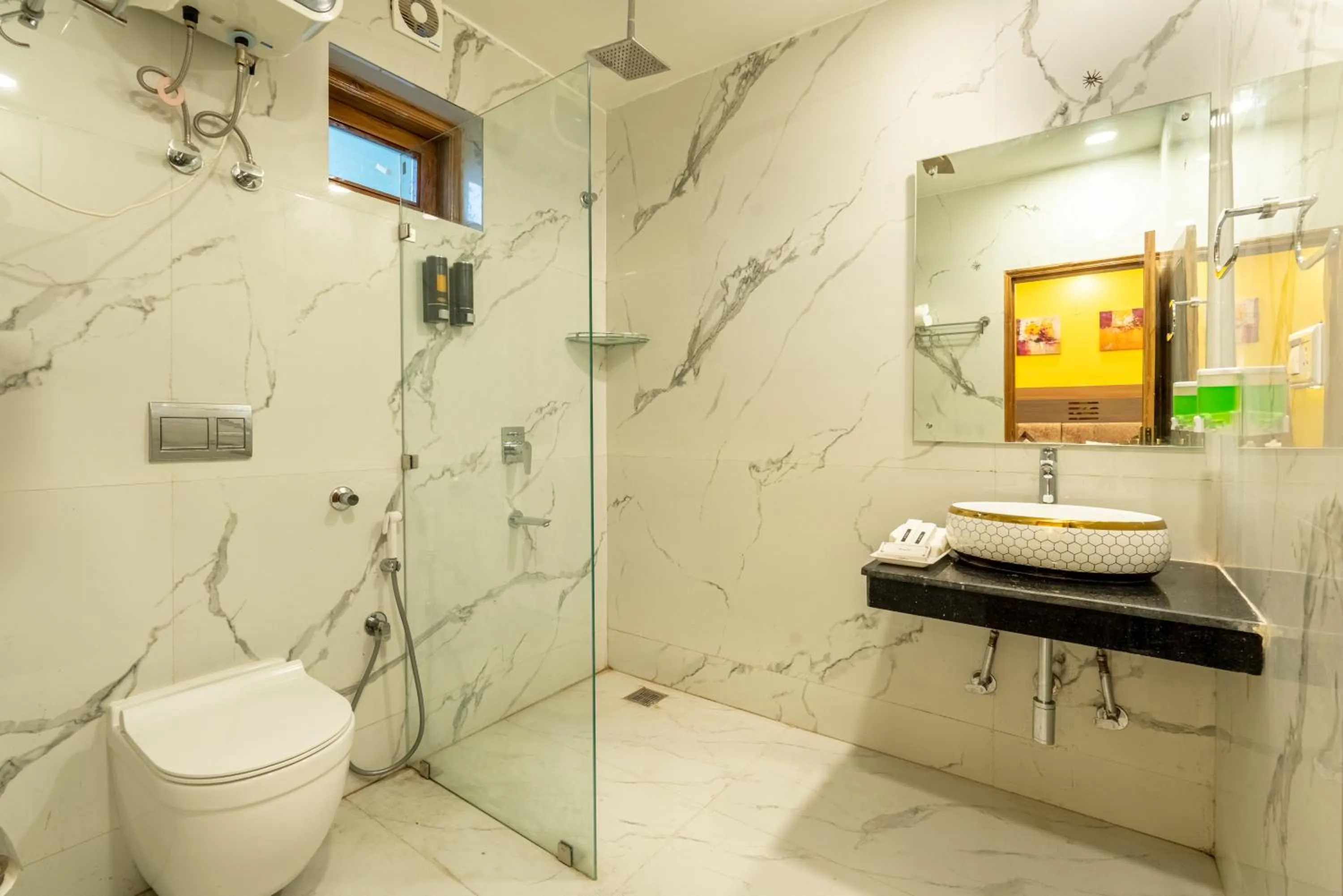 Shower in Lime Tree Hotel & One Bed Room Serviced Apartment - Noida Next to Sector 50 Metro with Party Venue