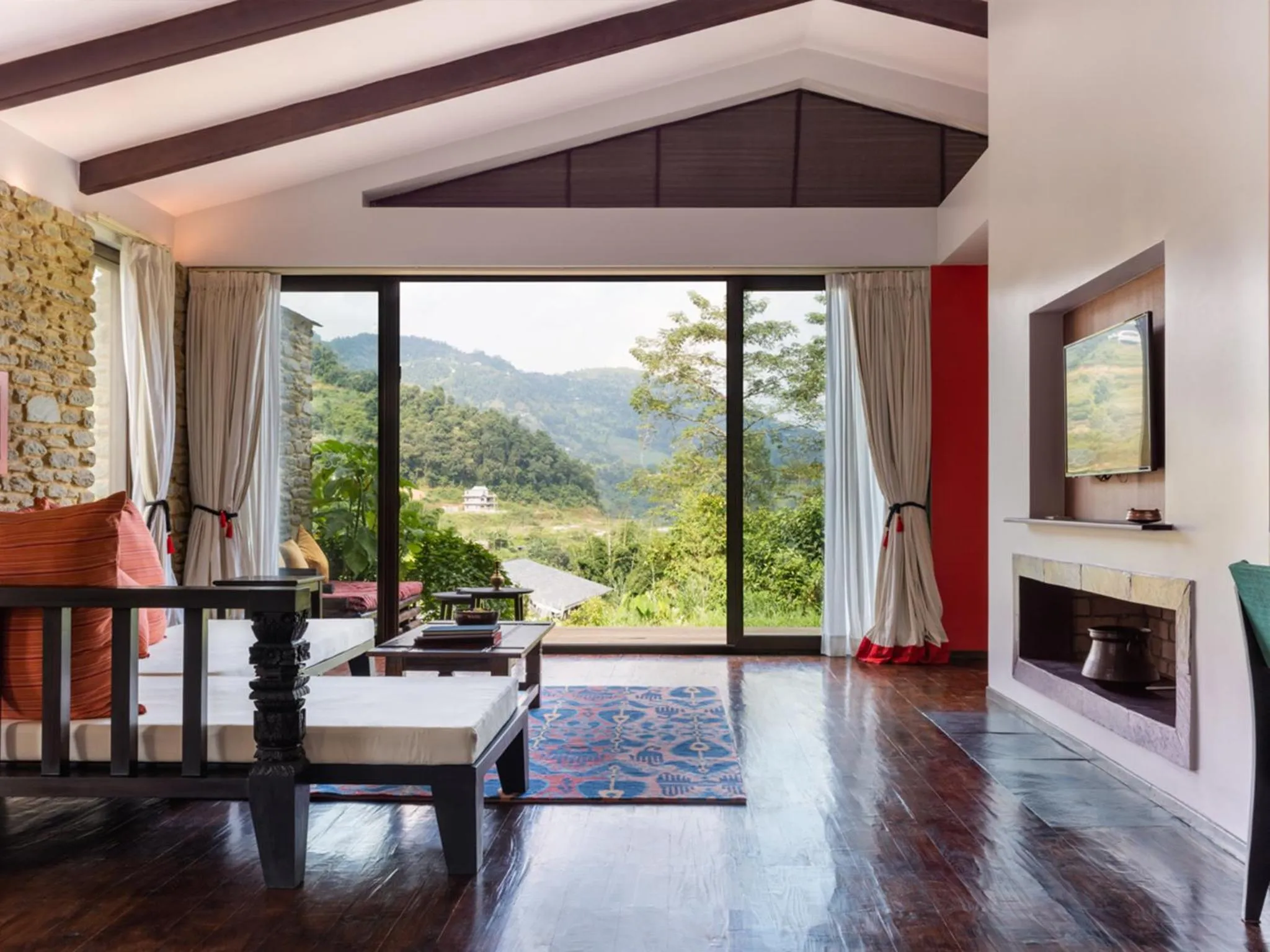 Living room in The Pavilions Himalayas The Farm