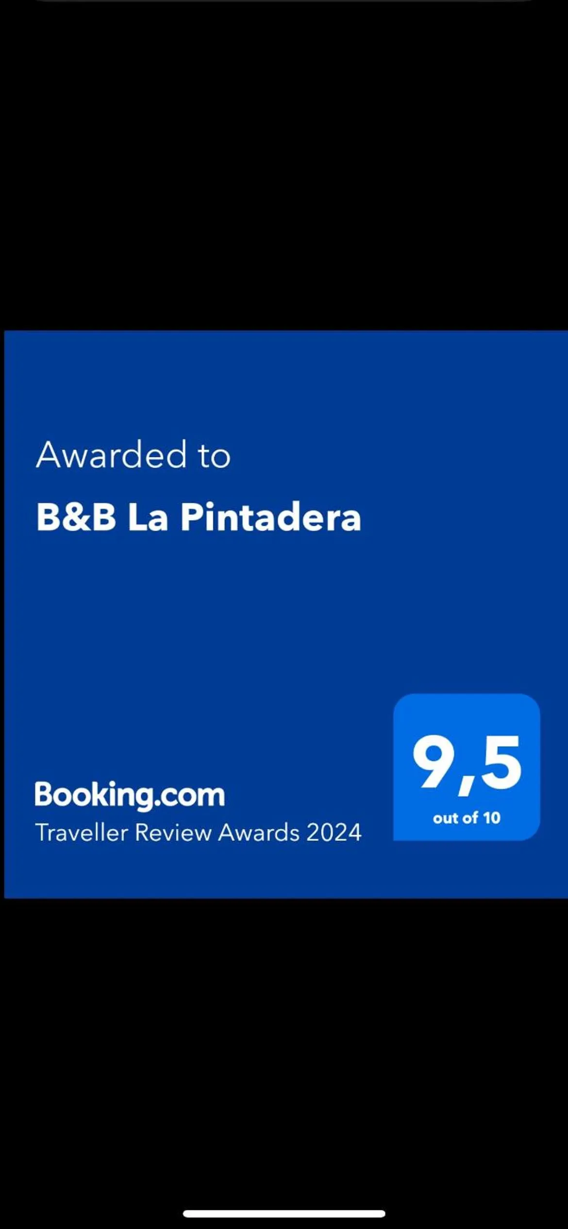 Certificate/Award in B&B La Pintadera