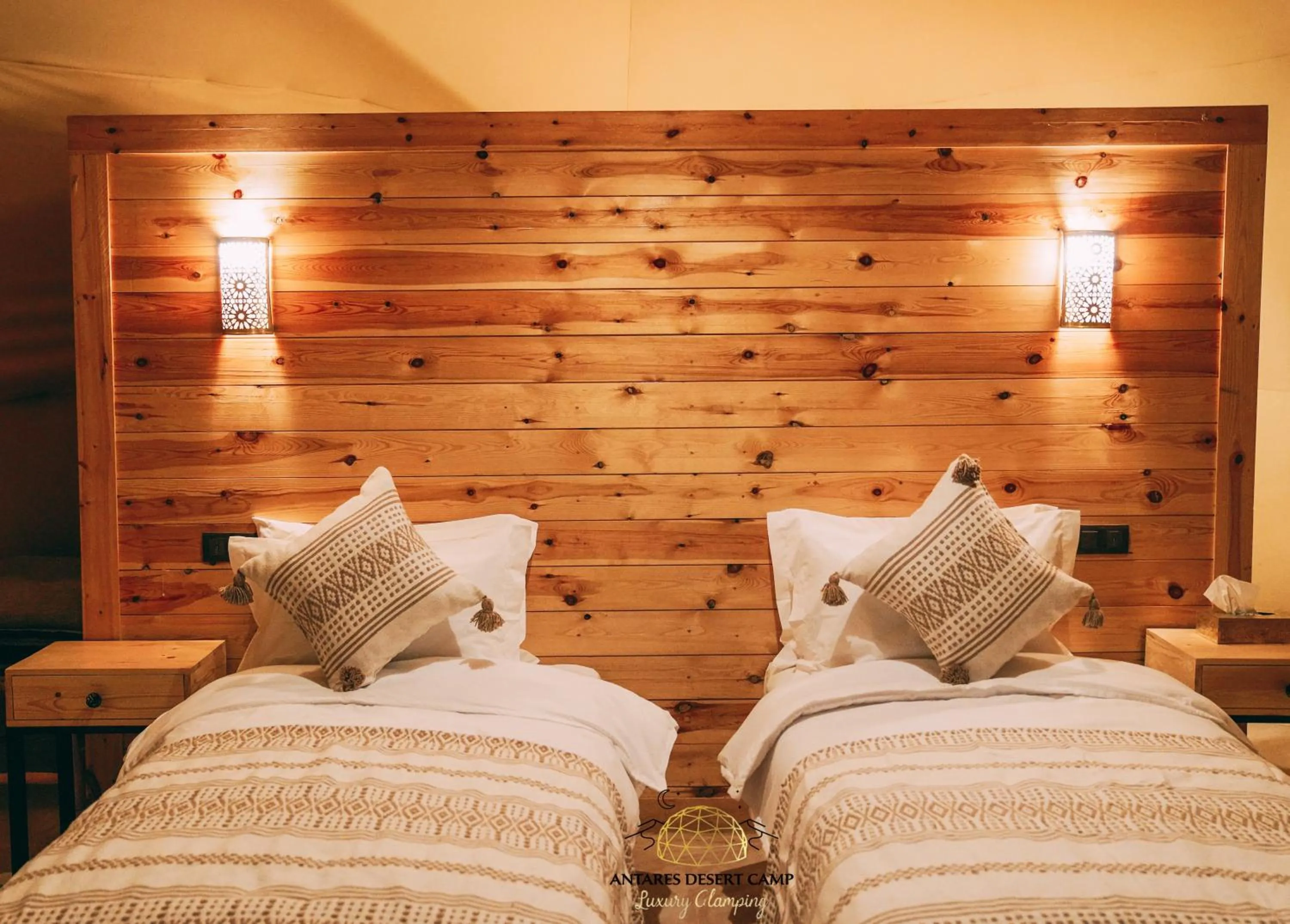 Bed in Antares Desert Camp