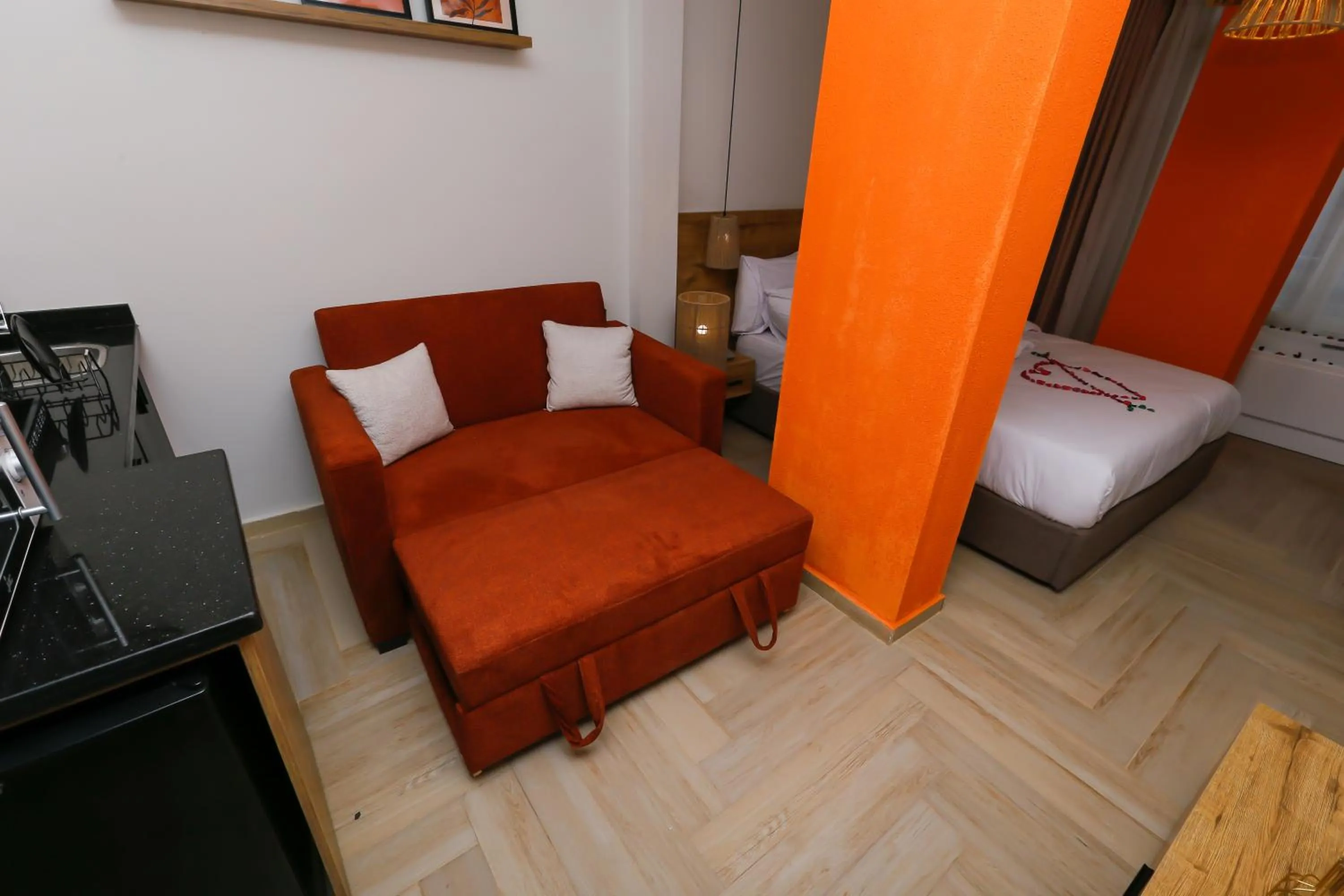 Bed in Rixoss tower Pyramids View