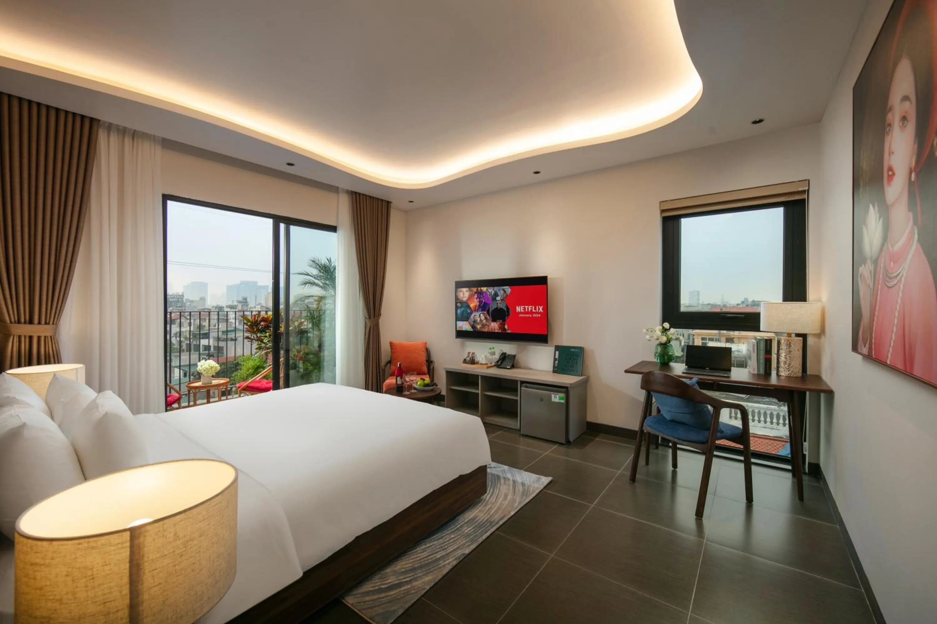 Communal lounge/ TV room, Bed in Hanoi Riverview Boutique Hotel & Apartment