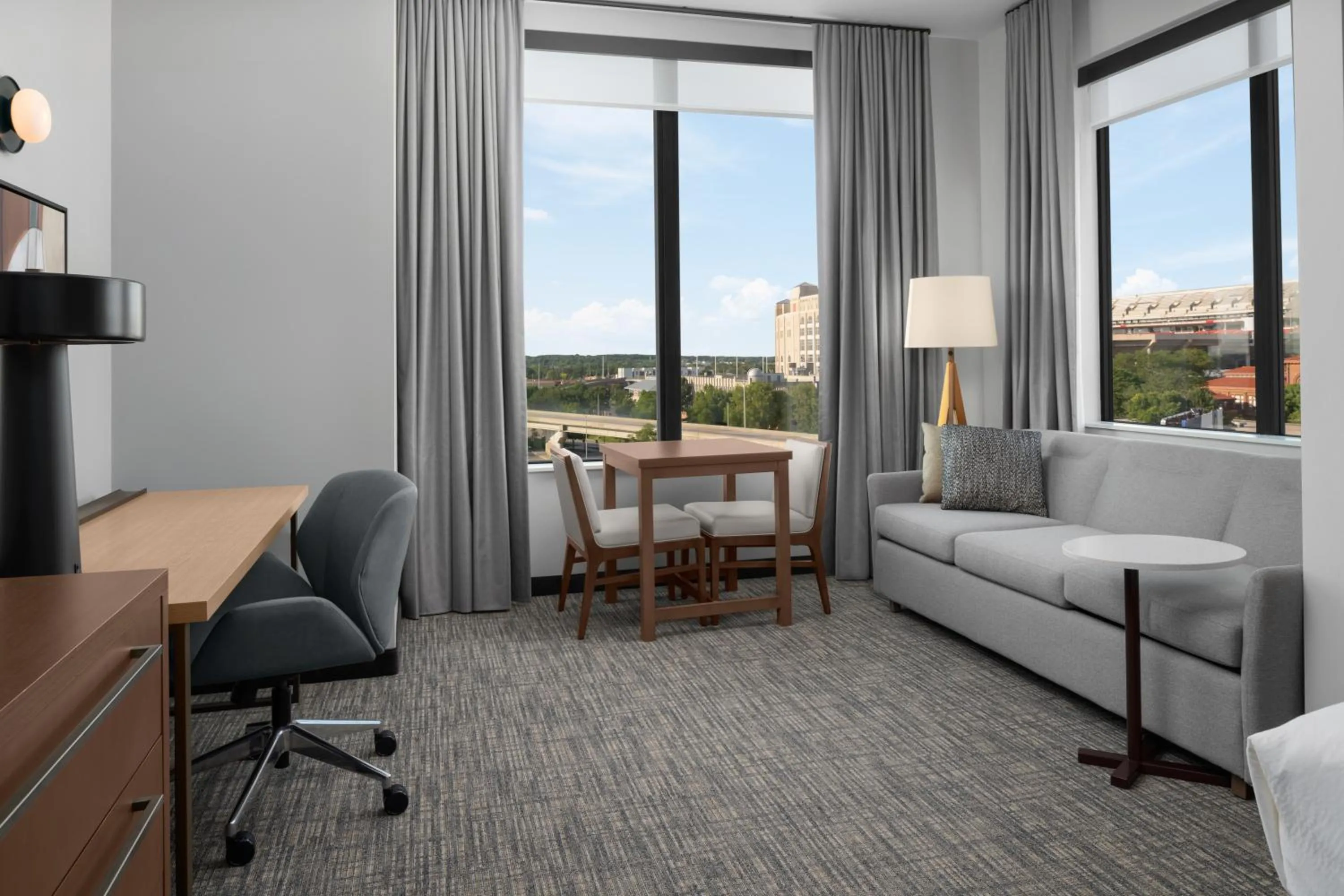 View (from property/room), Bed in Residence Inn by Marriott Lincoln Downtown