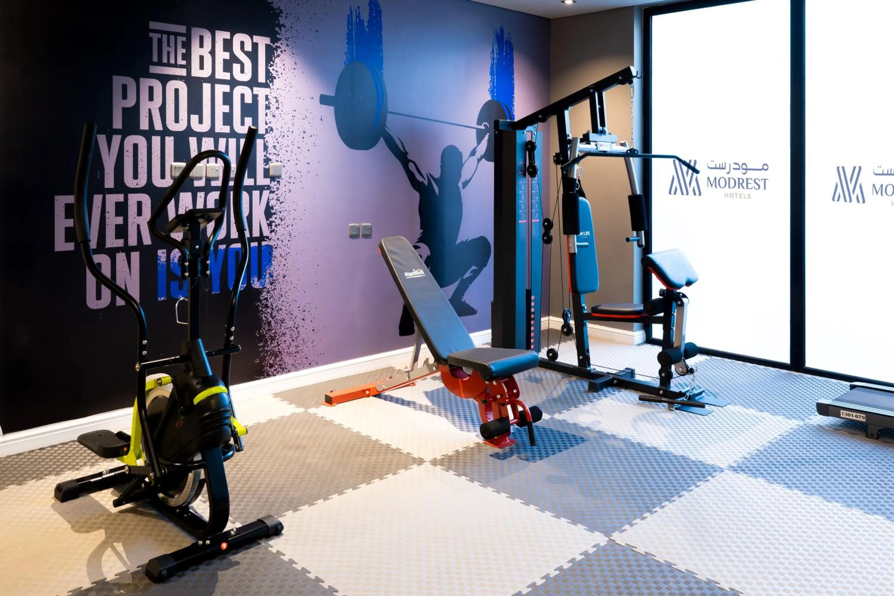 Fitness centre/facilities in Modrest Hotel