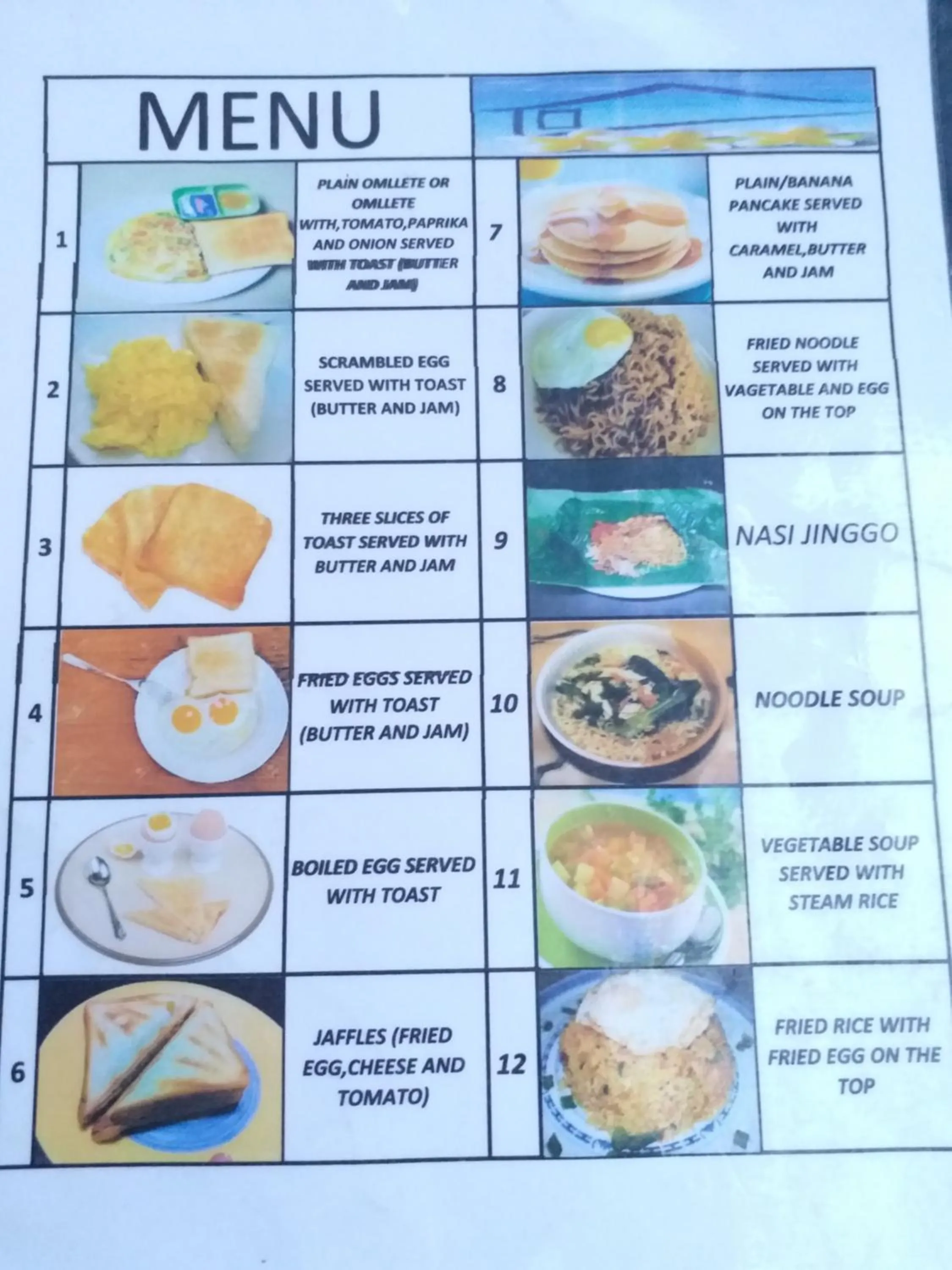 Food and drinks in Jepun Segara Guest House