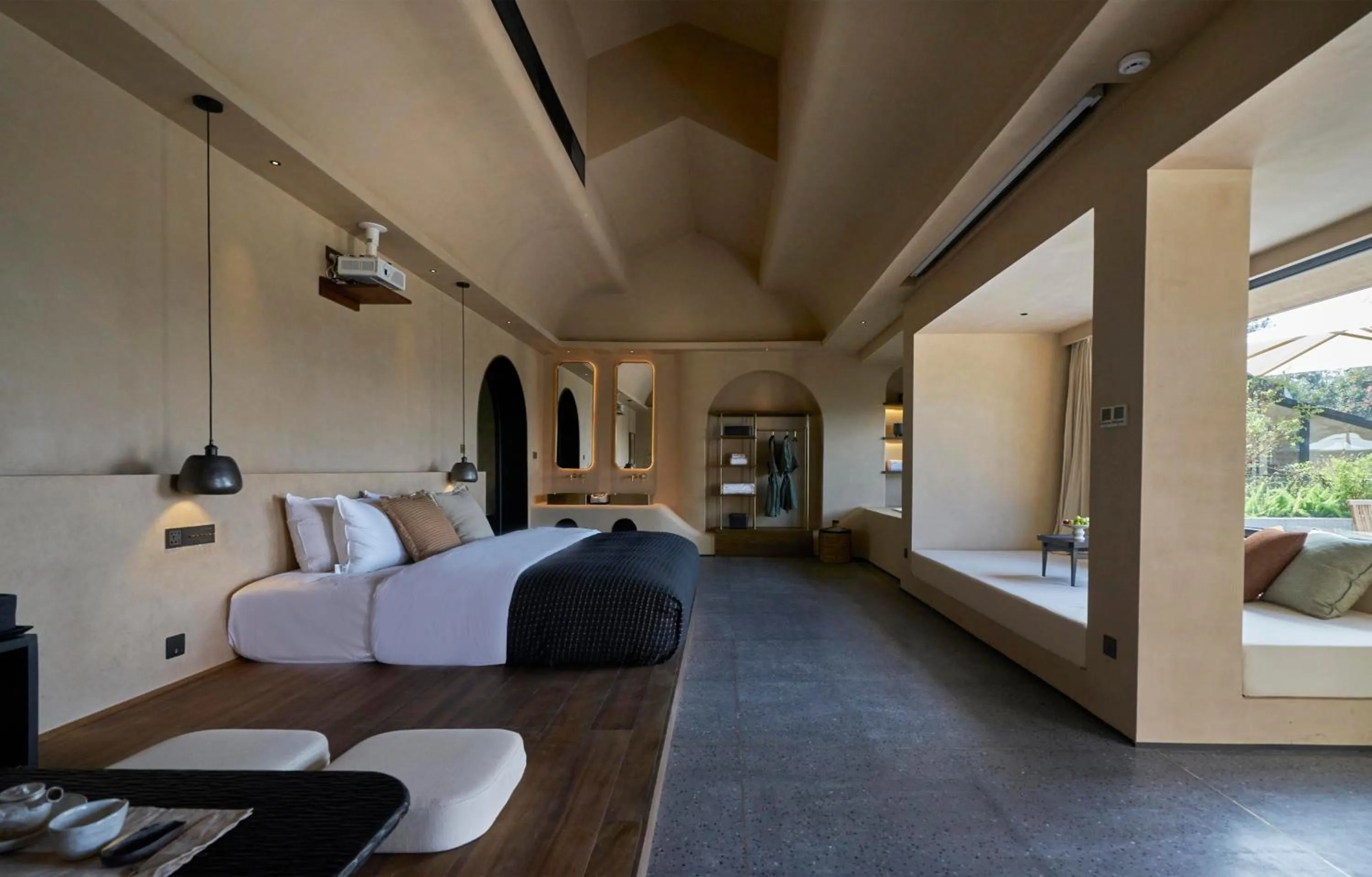 Seating area, Bed in Anji ke gamer wild luxury Resort villa