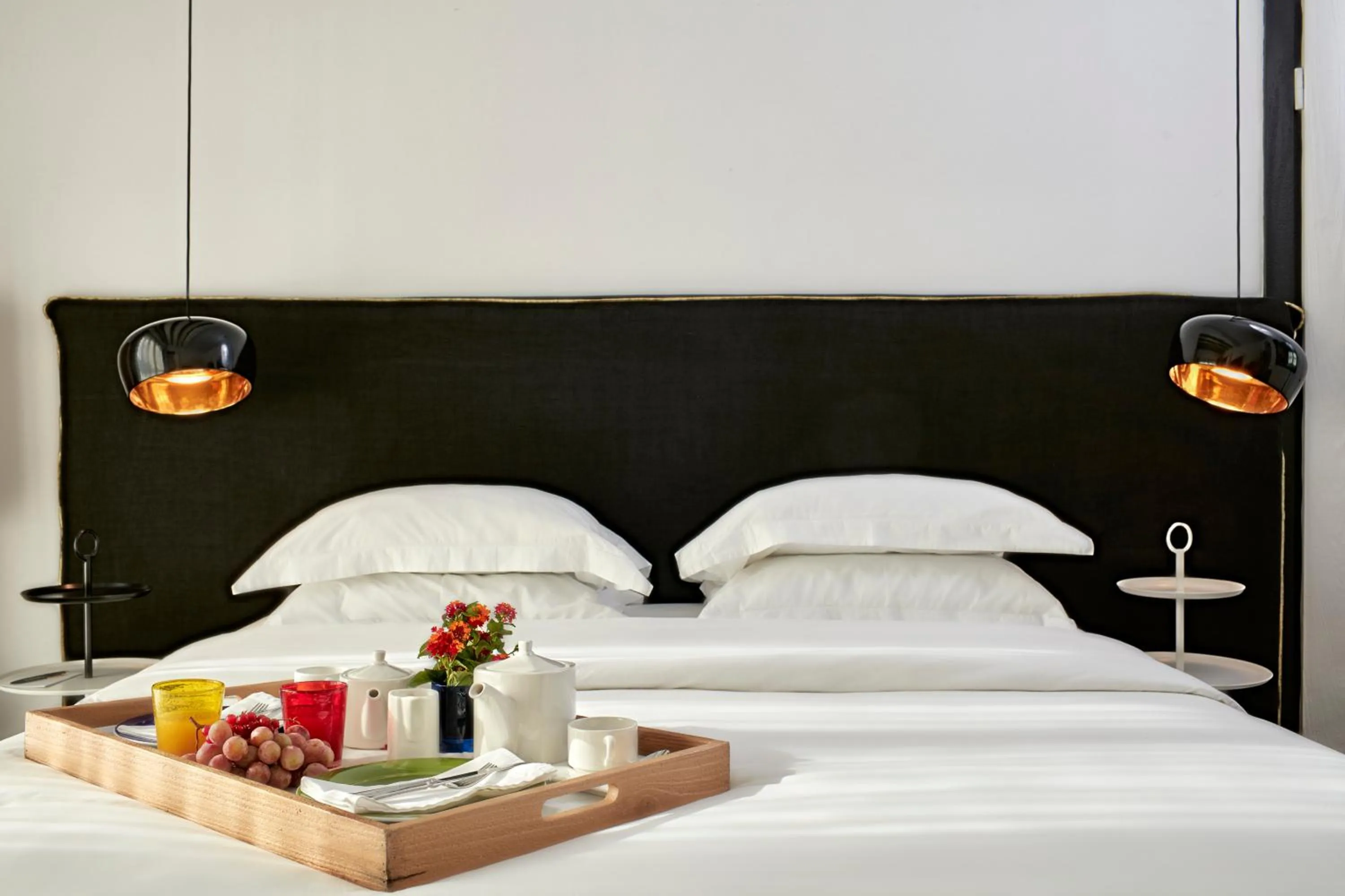 Decorative detail, Bed in Myconian Avaton, a Member of Design Hotels