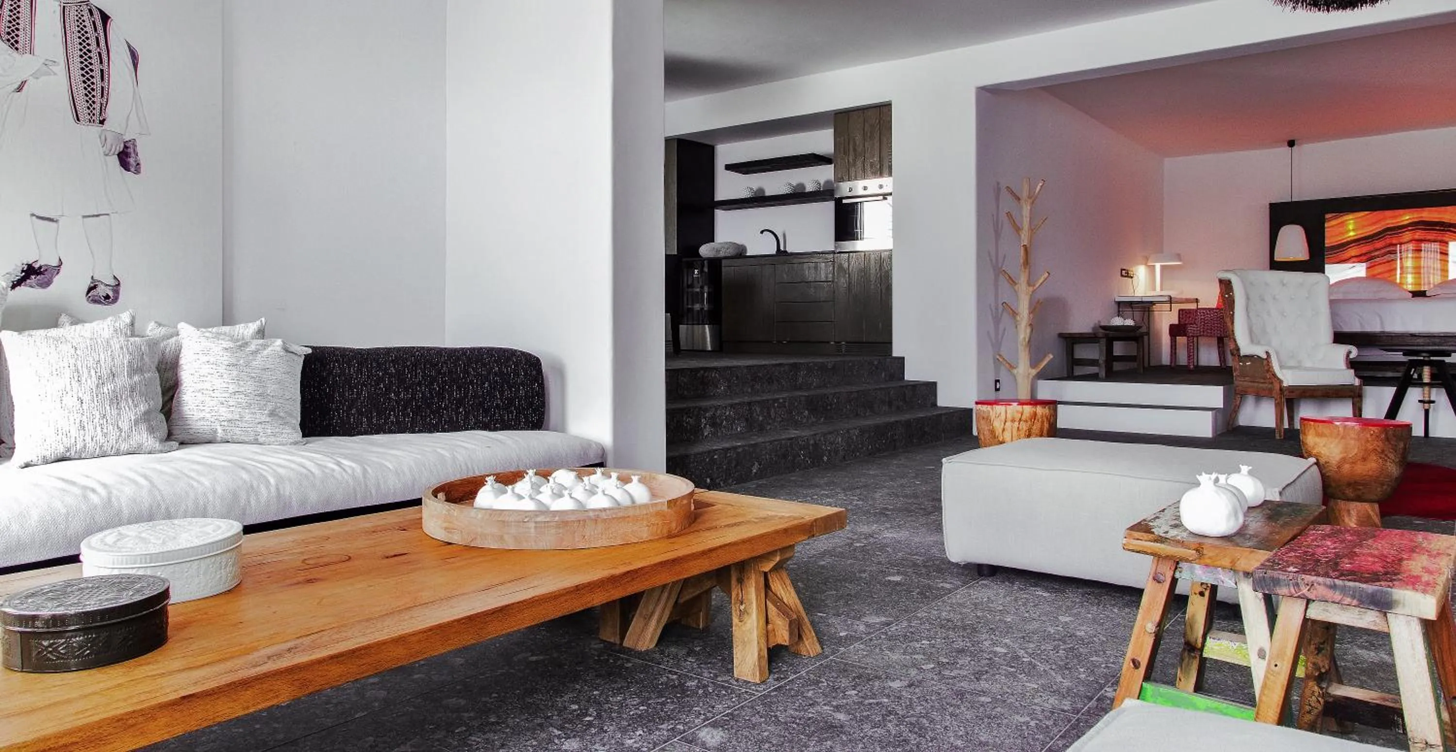 Living room in Myconian Avaton, a Member of Design Hotels