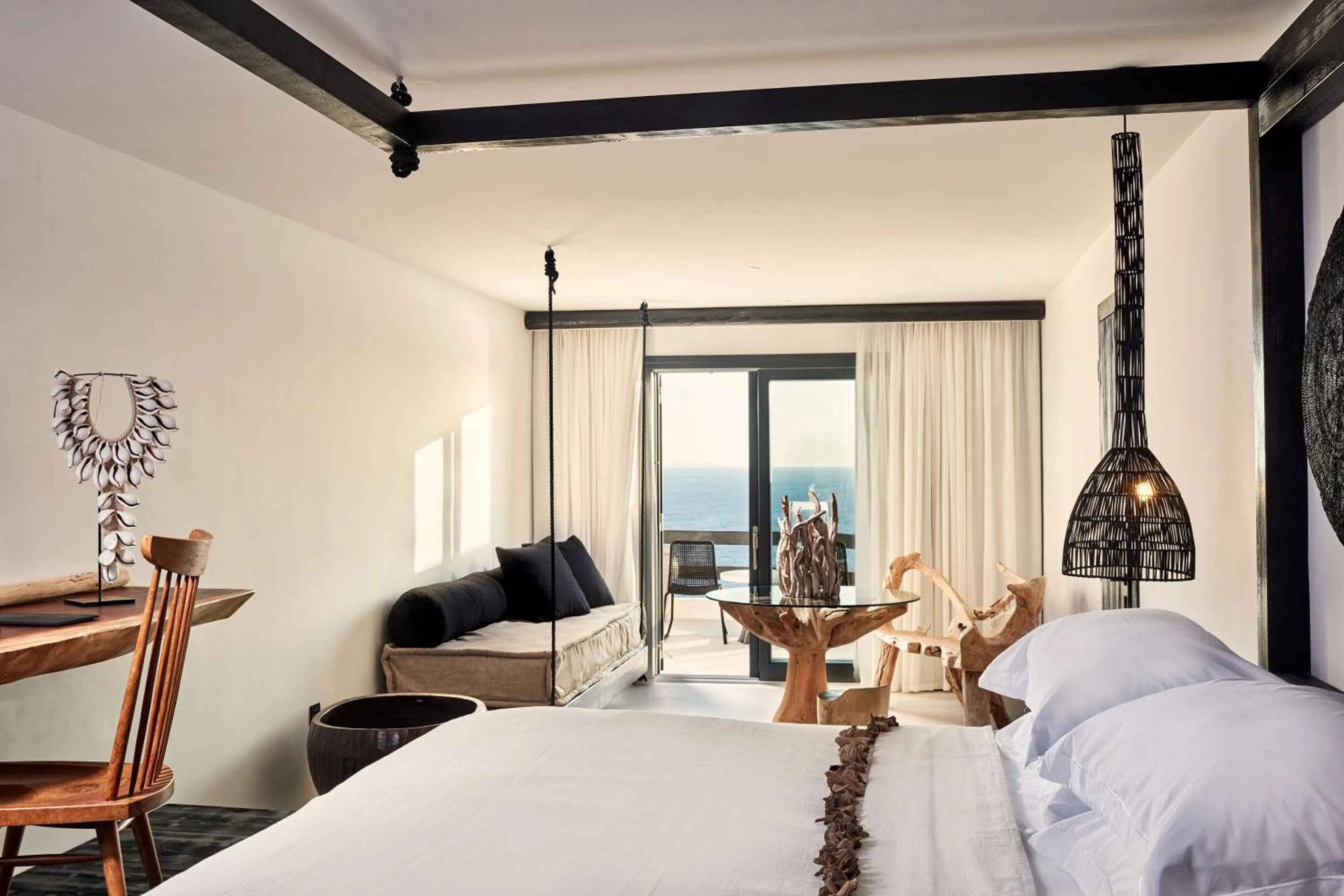 Photo of the whole room, Bed in Myconian Utopia Relais & Chateaux