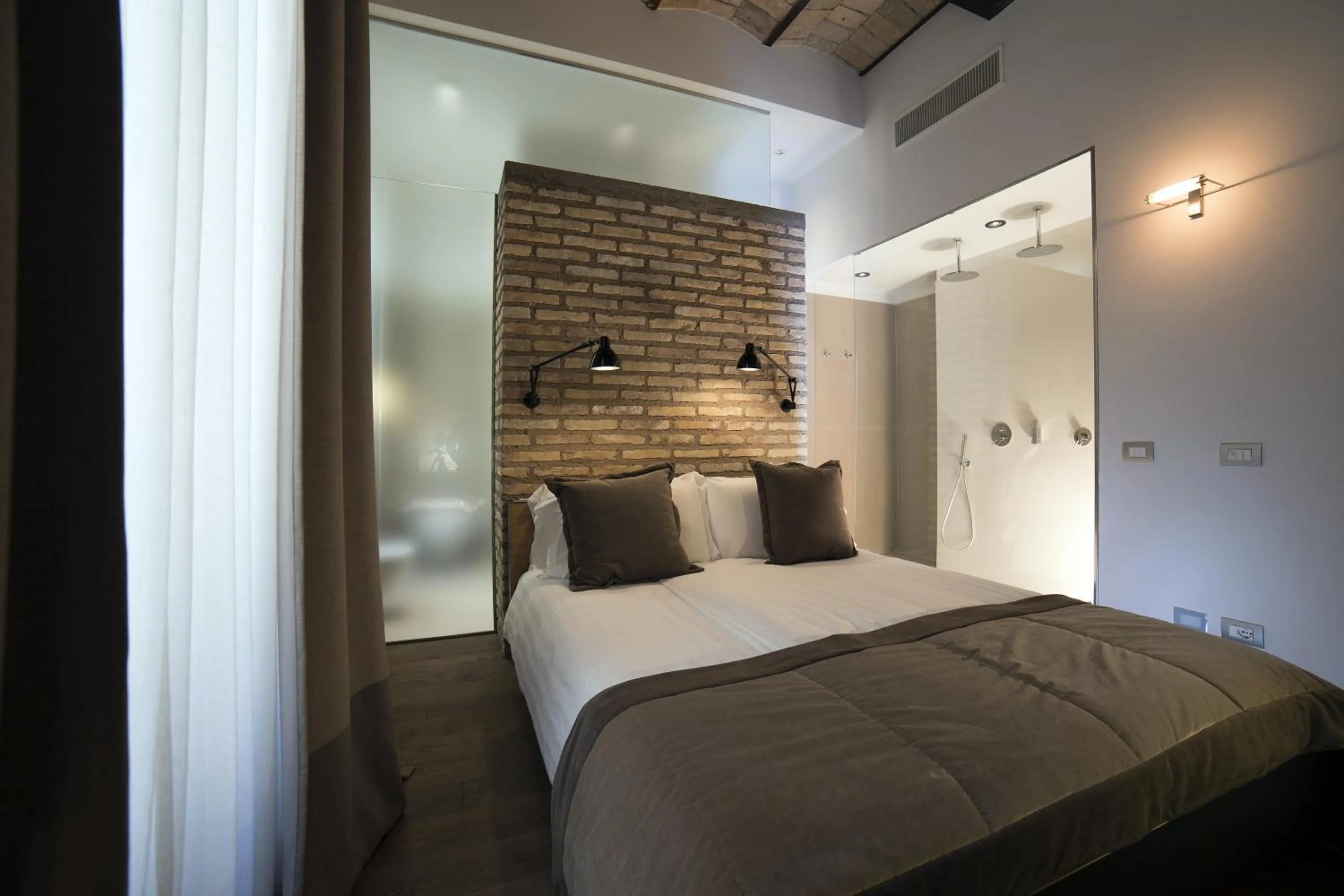 Shower, Bed in Atypical Rooms
