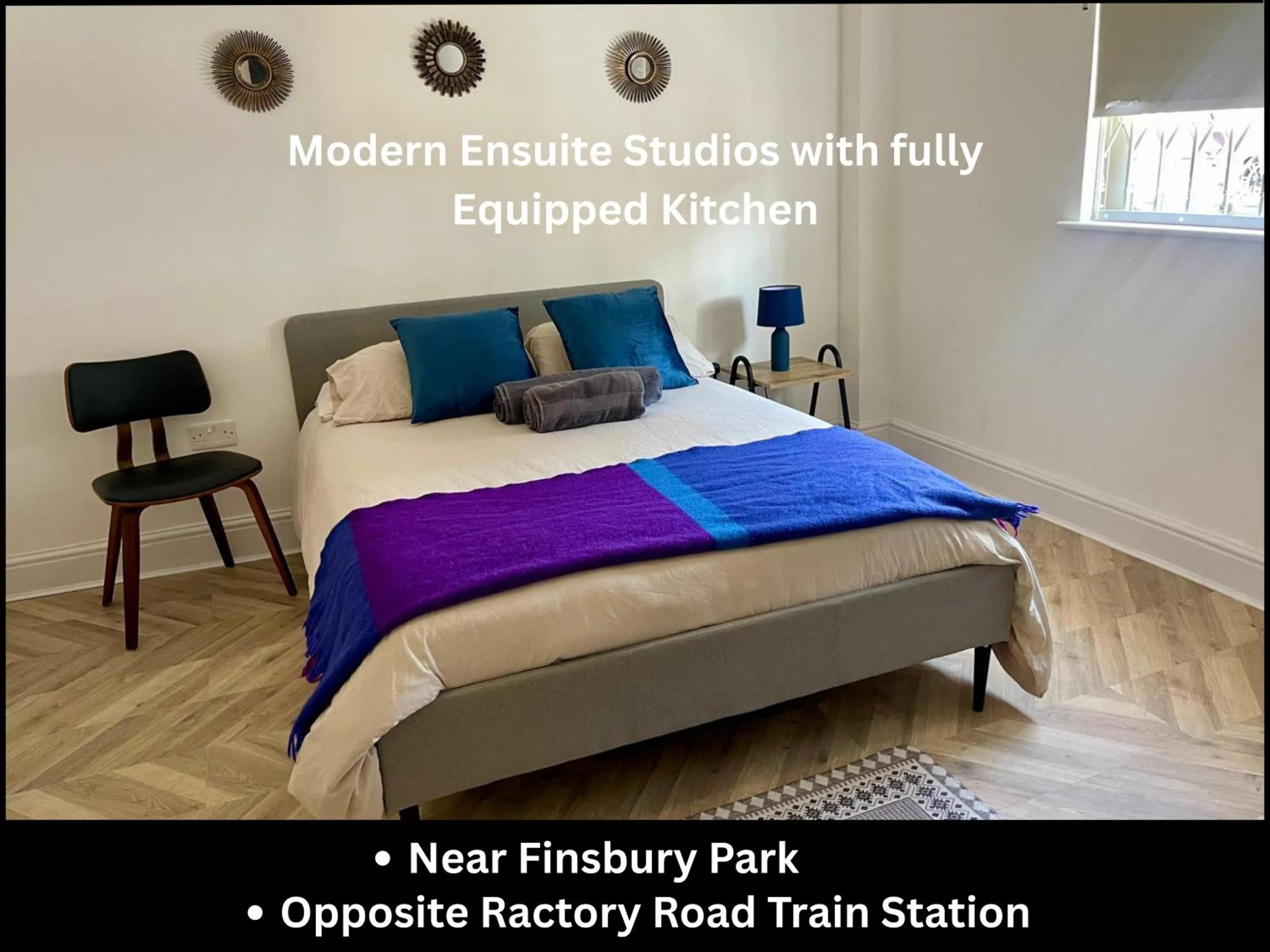 Bedroom, Bed in Dalston Luxe Studios, 10 minutes away from Liverpool Train Station