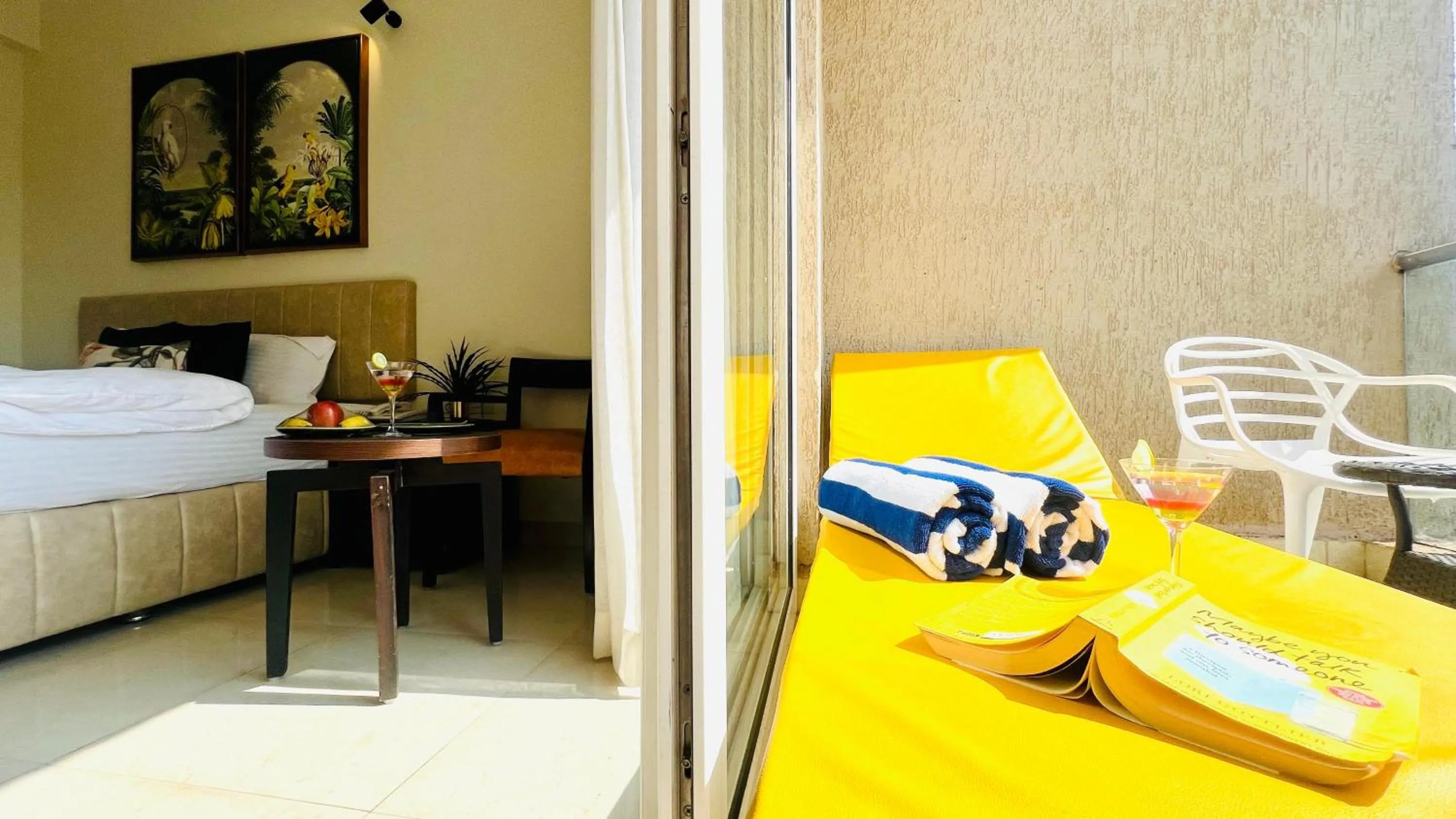 Balcony/Terrace, Bed in BluO Amani Vagator - Boutique Hotel Goa