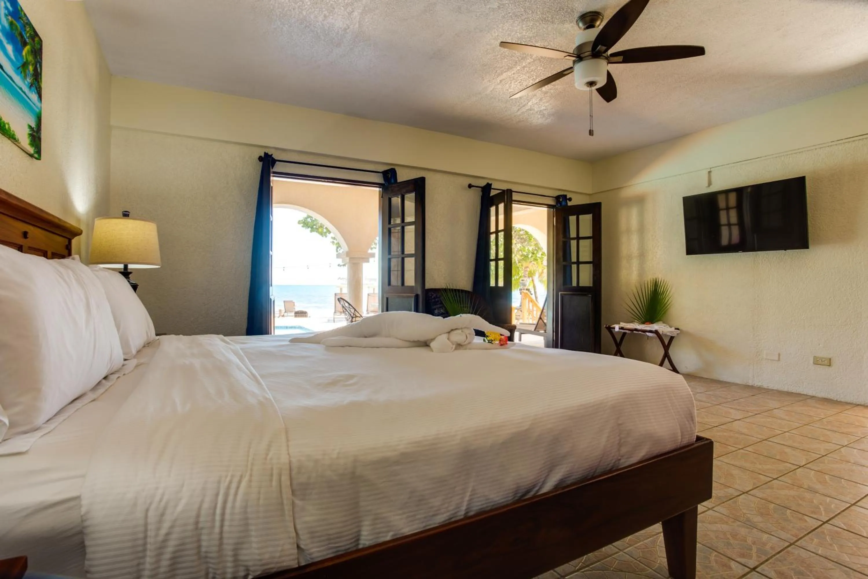 Bed in Mariposa Belize Beach Resort