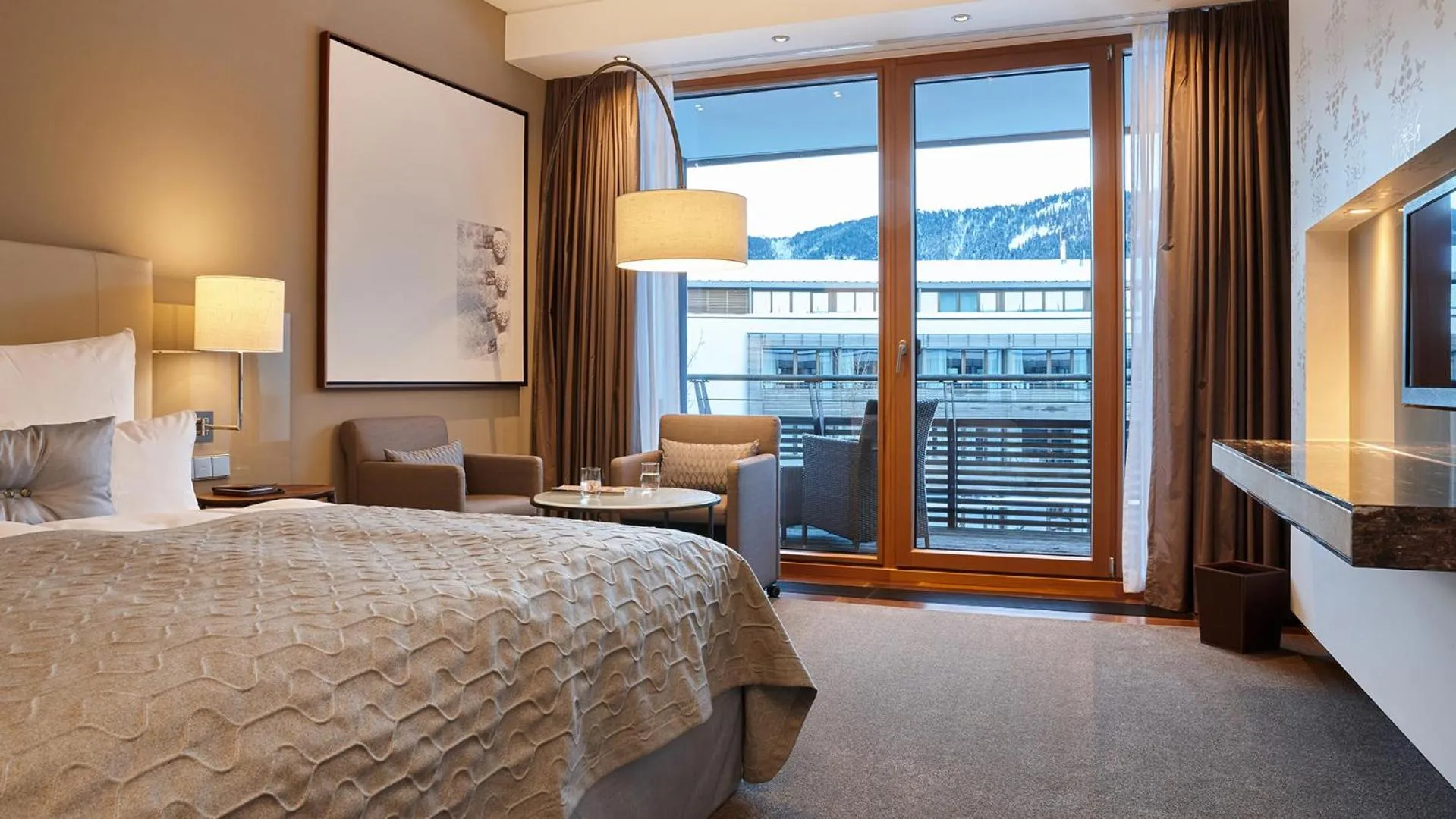 Photo of the whole room, Bed in Kempinski Hotel Berchtesgaden