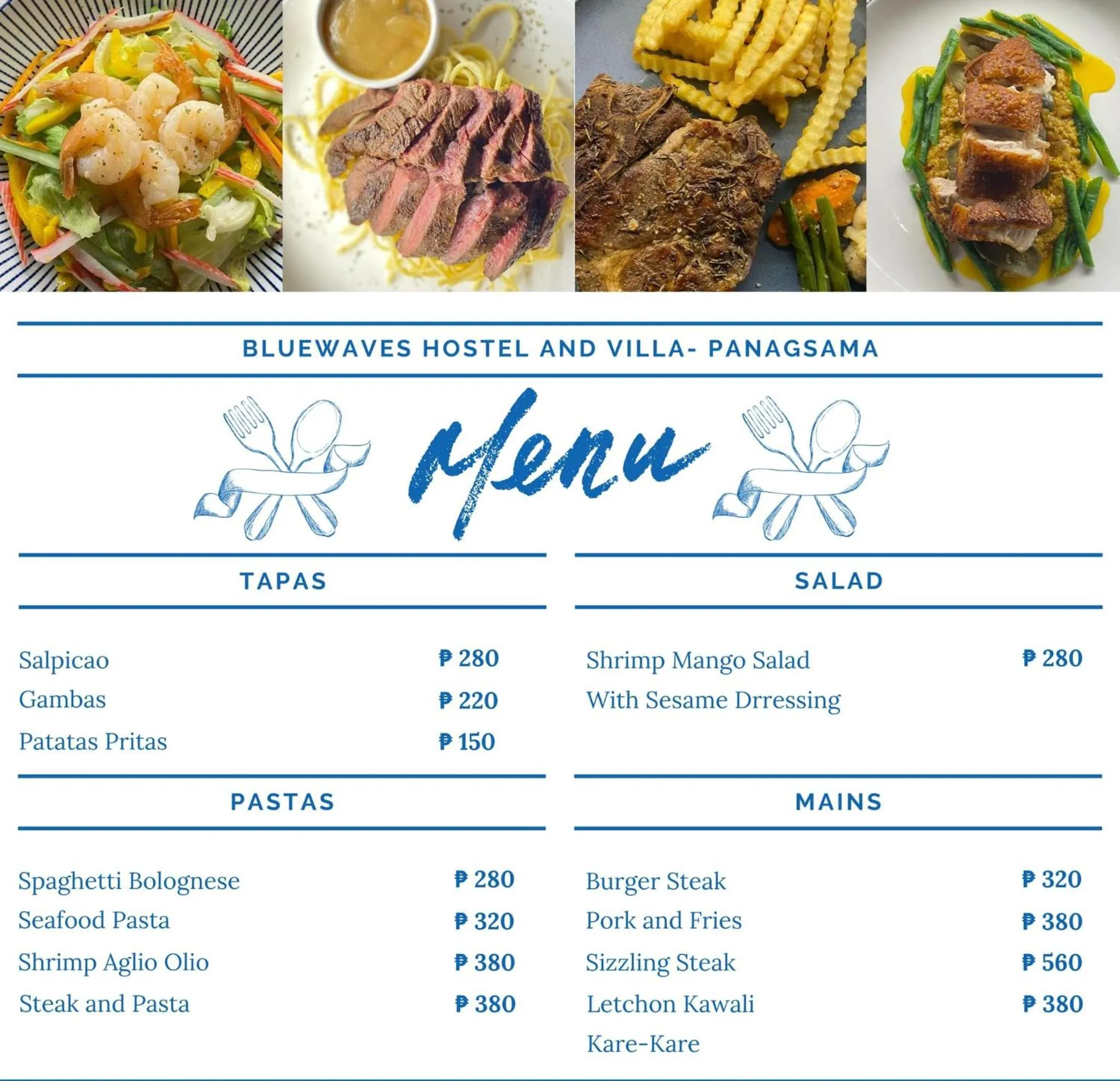 Restaurant/places to eat in Bluewaves Hostel & Villa Panagsama by Hiverooms