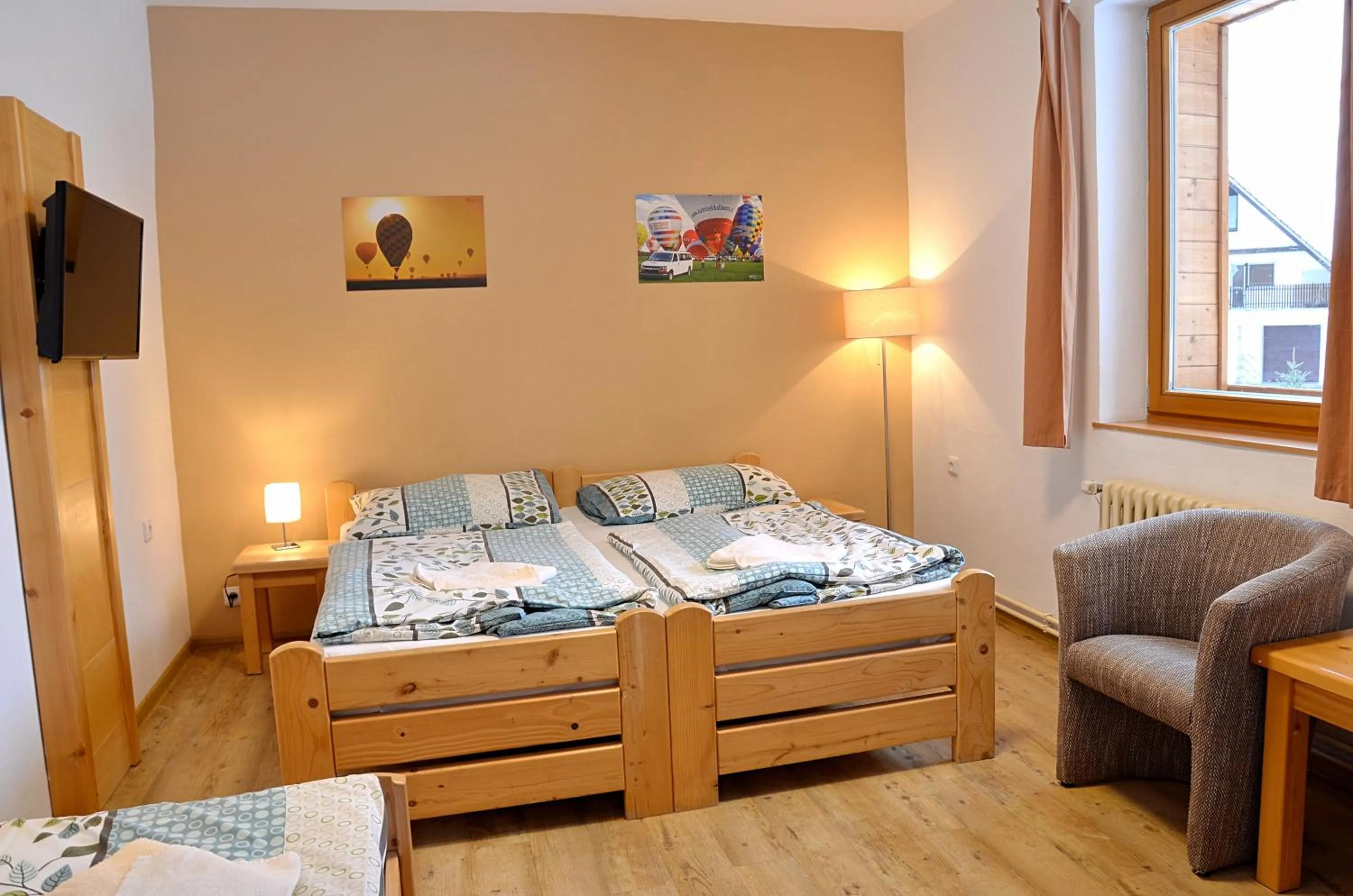 Bedroom, Bed in Balónový hotel a pivovar Radešín