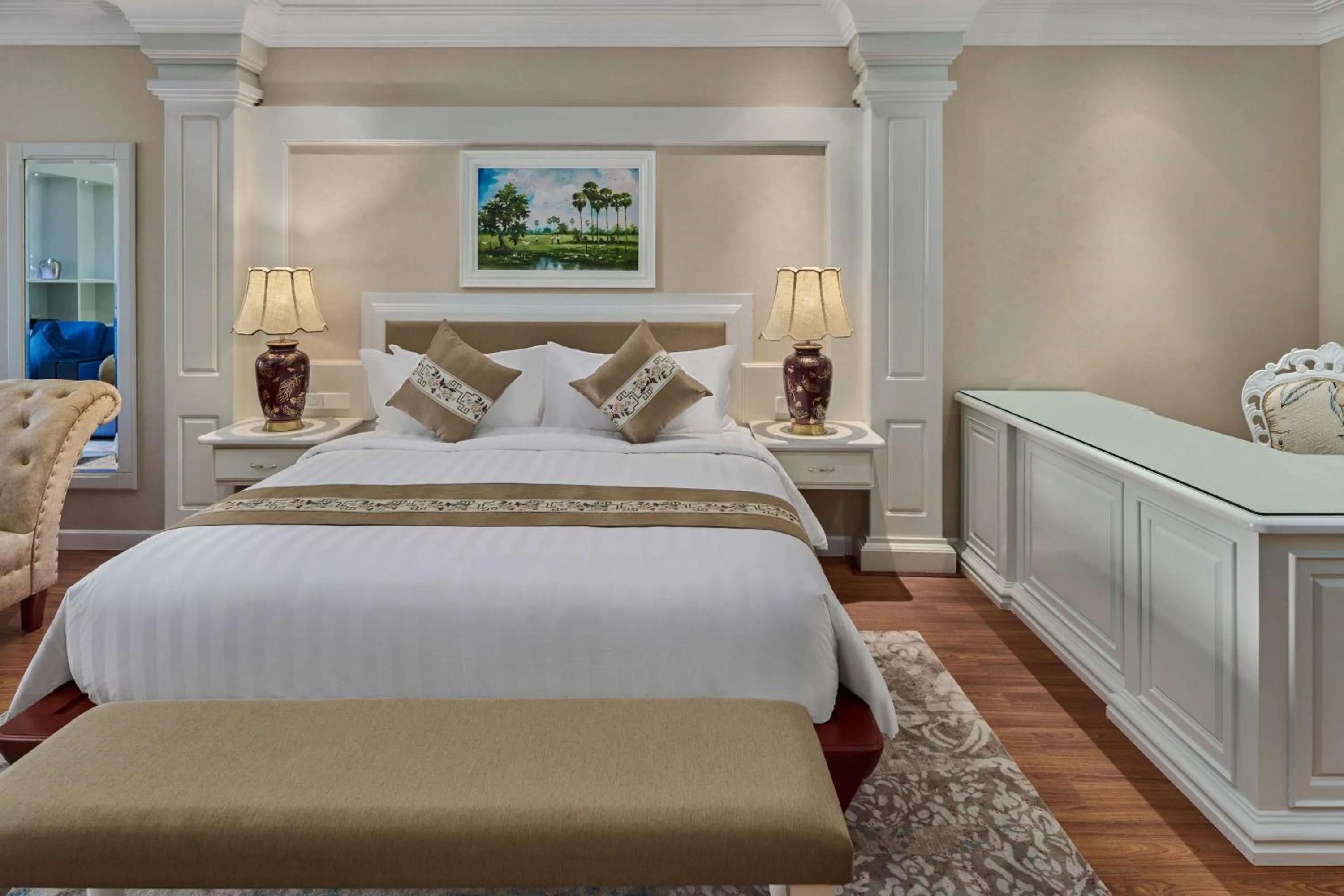 Bed in Wyndham Grand Phnom Penh Capital