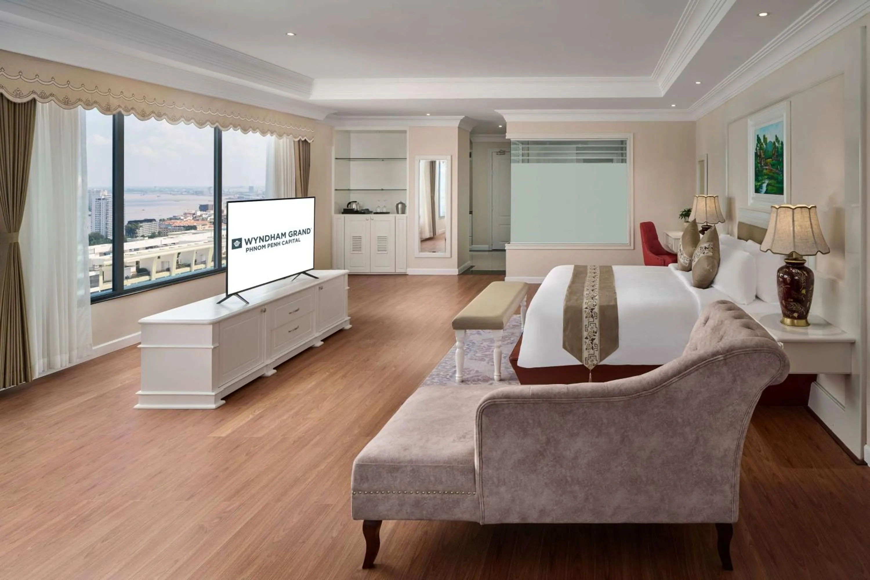 Bed in Wyndham Grand Phnom Penh Capital