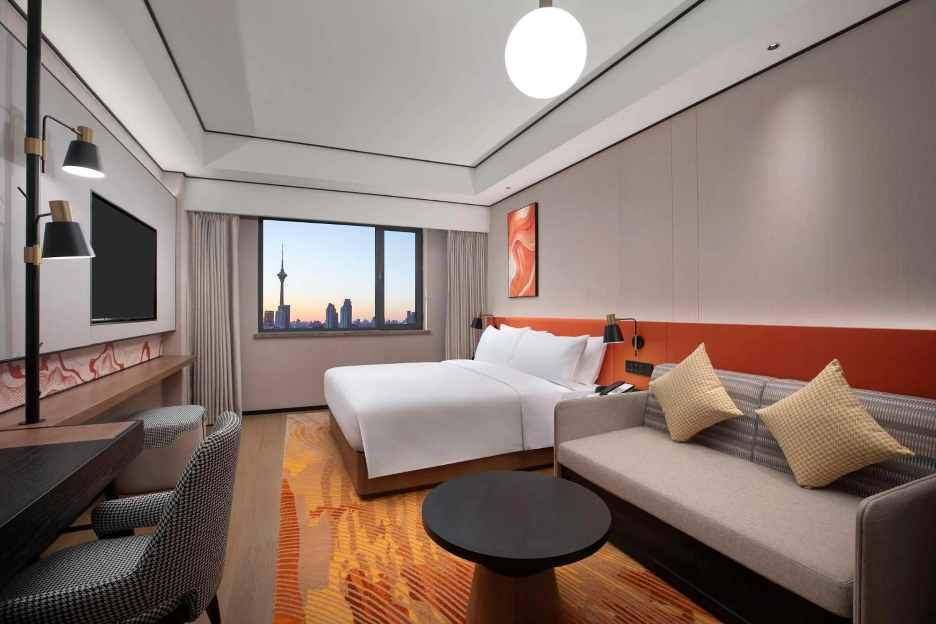 Bed in Hilton Garden Inn Tianjin Five Great Avenues