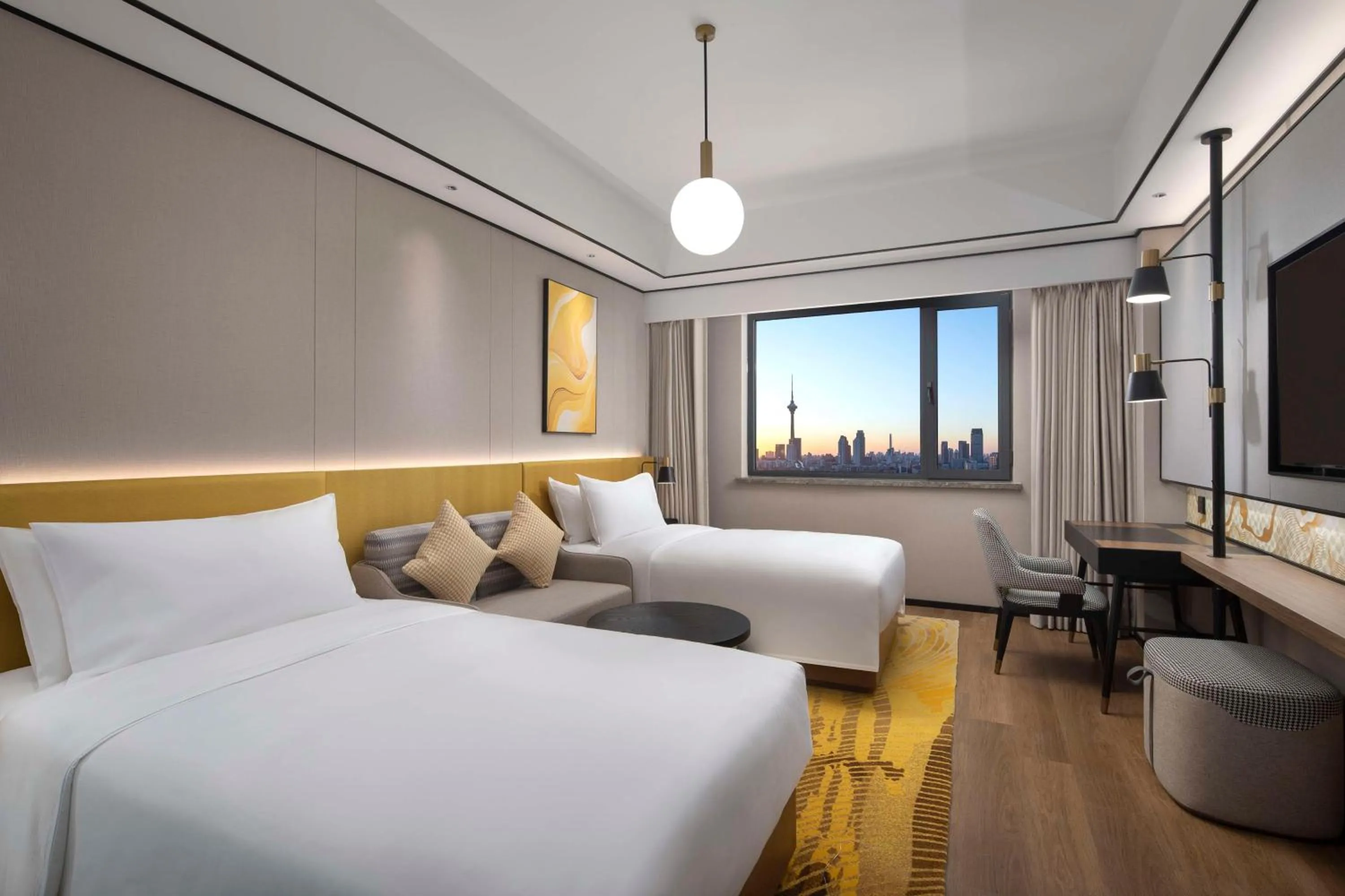 Bed in Hilton Garden Inn Tianjin Five Great Avenues