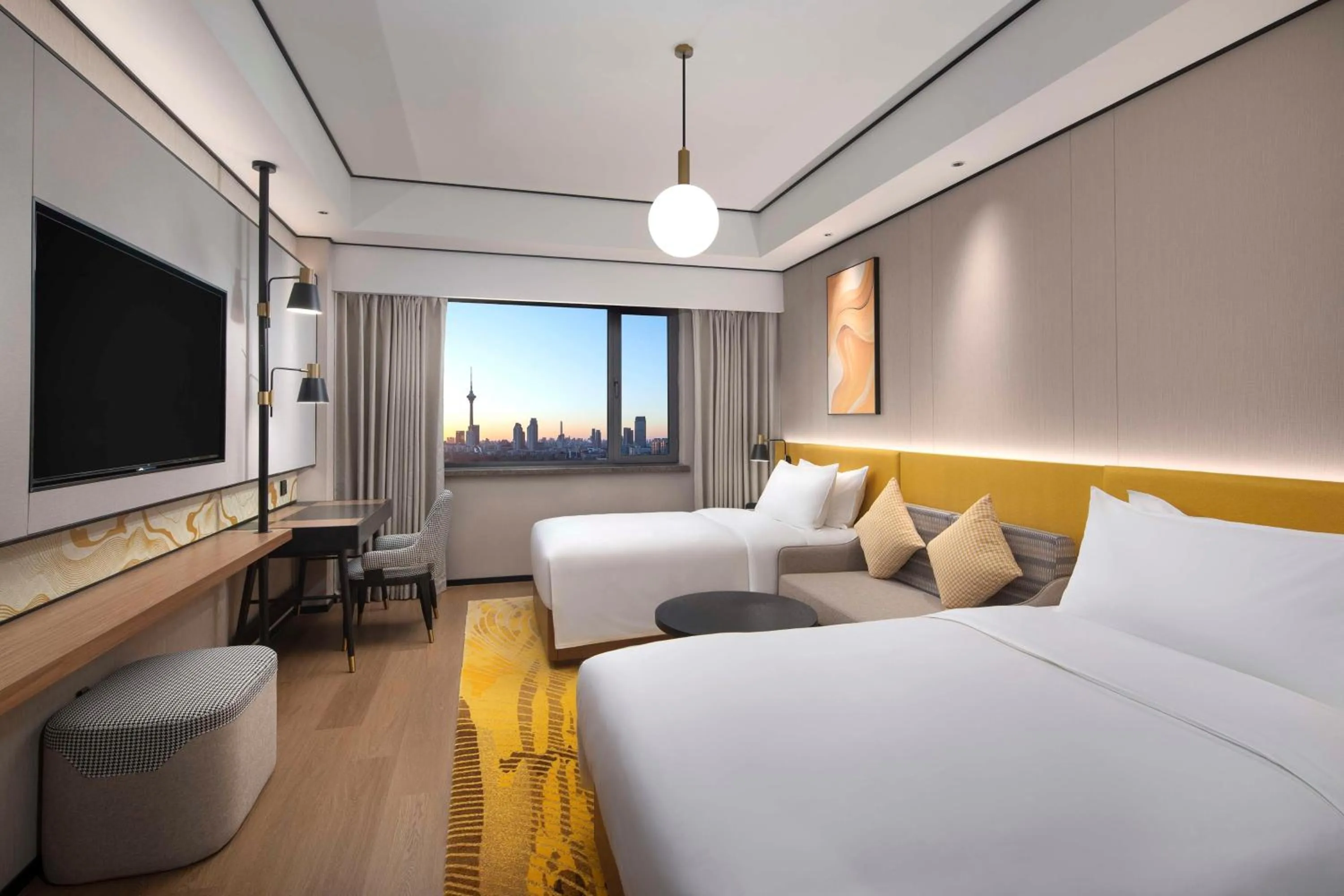 Bed in Hilton Garden Inn Tianjin Five Great Avenues