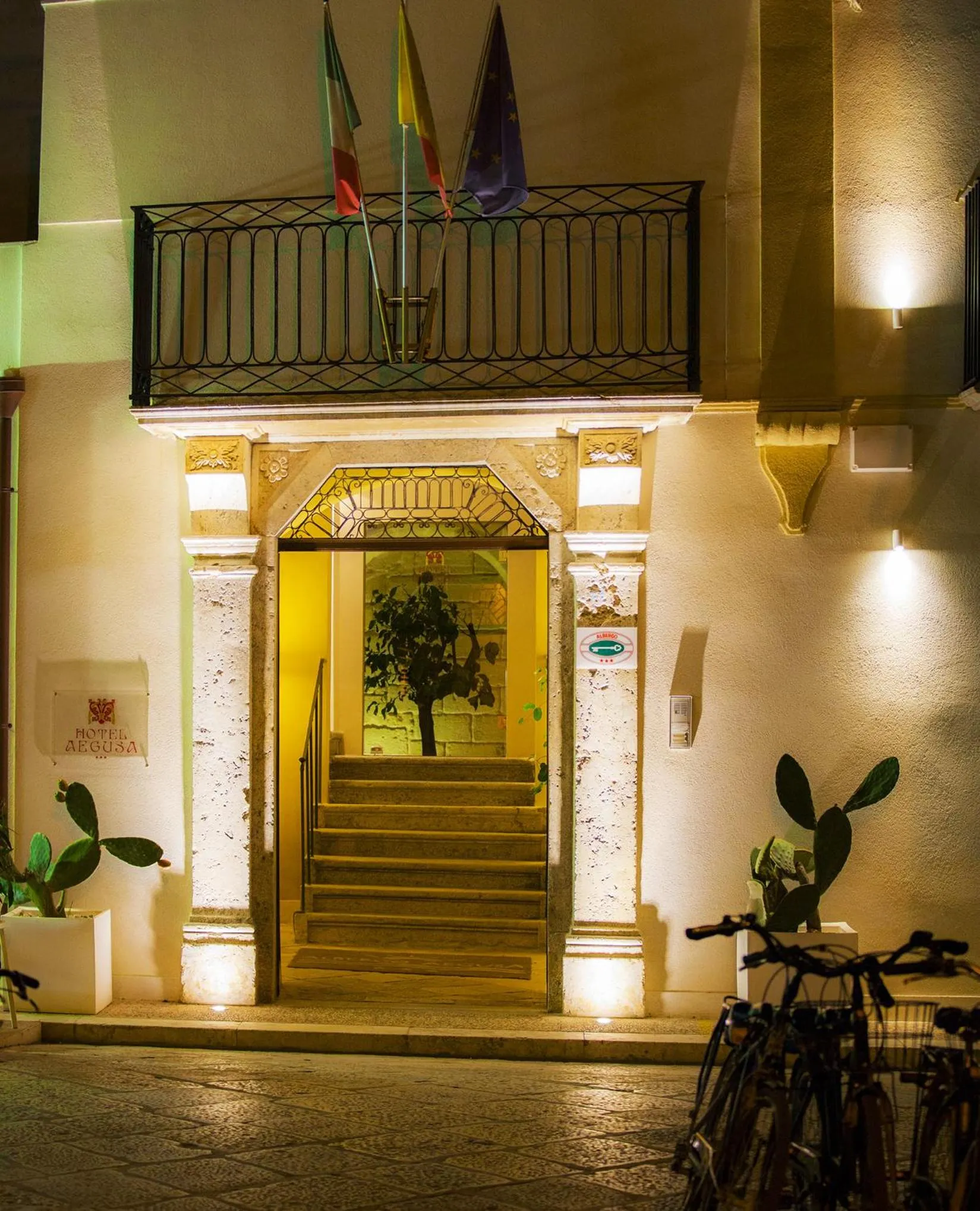 Facade/entrance in Aegusa Hotel