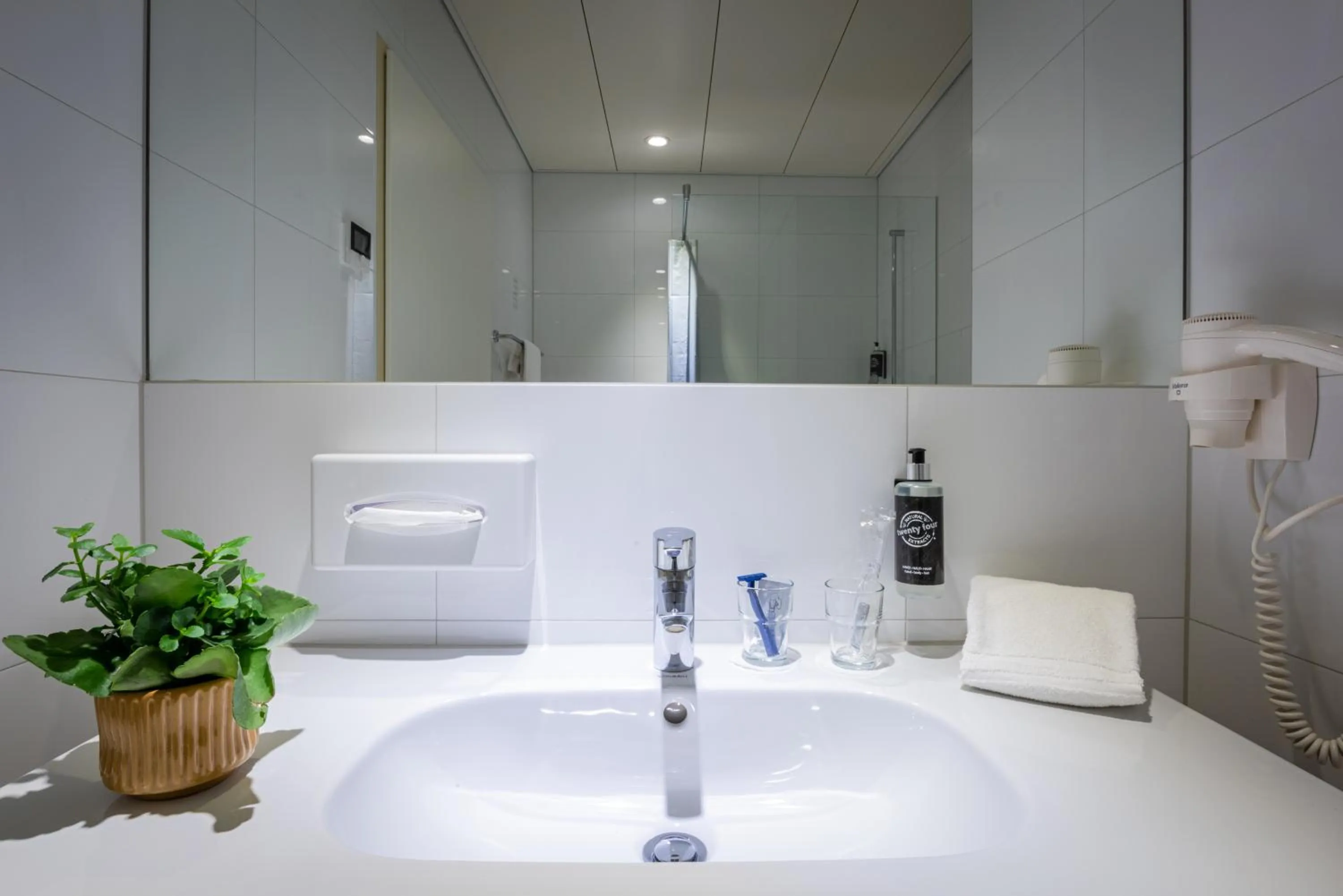 Bathroom, Bed in Los Lorentes Hotel Bern Airport
