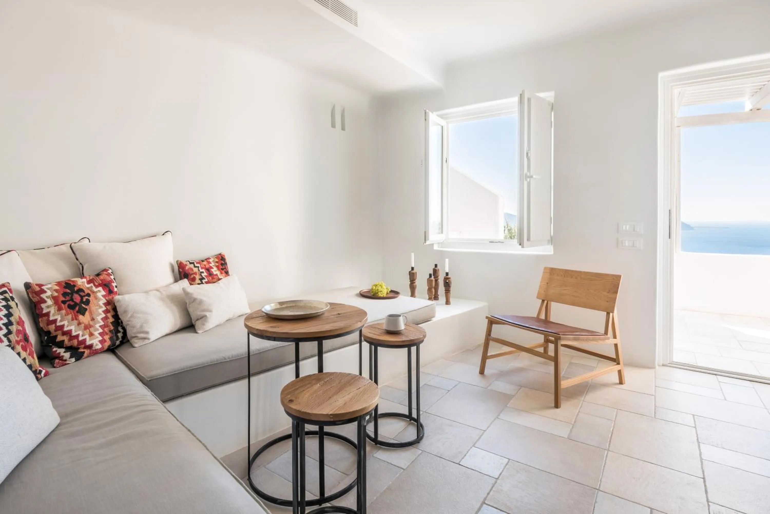 Seating area in Porto Fira Suites