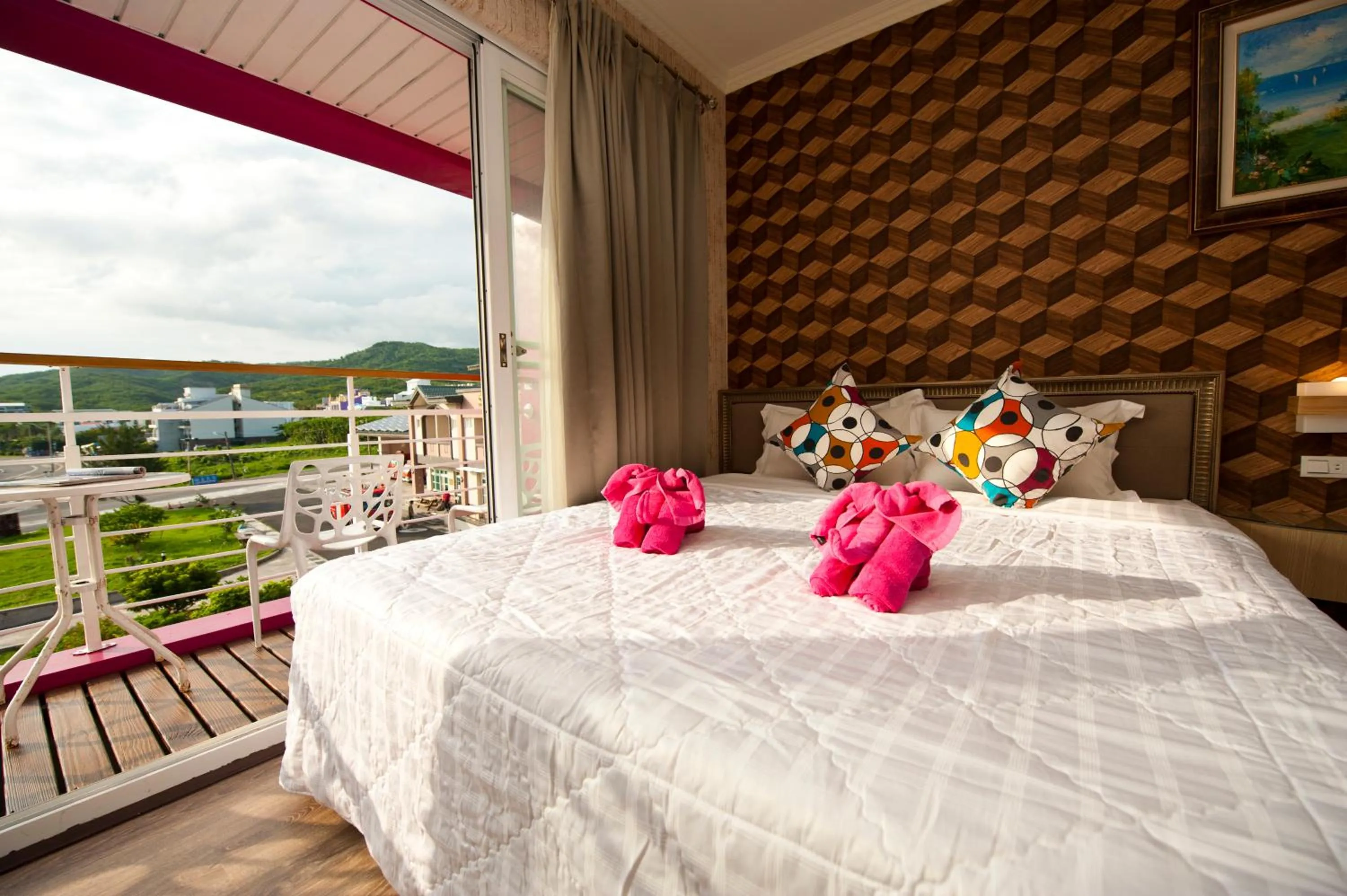 Bed in 墾丁品喬旅店