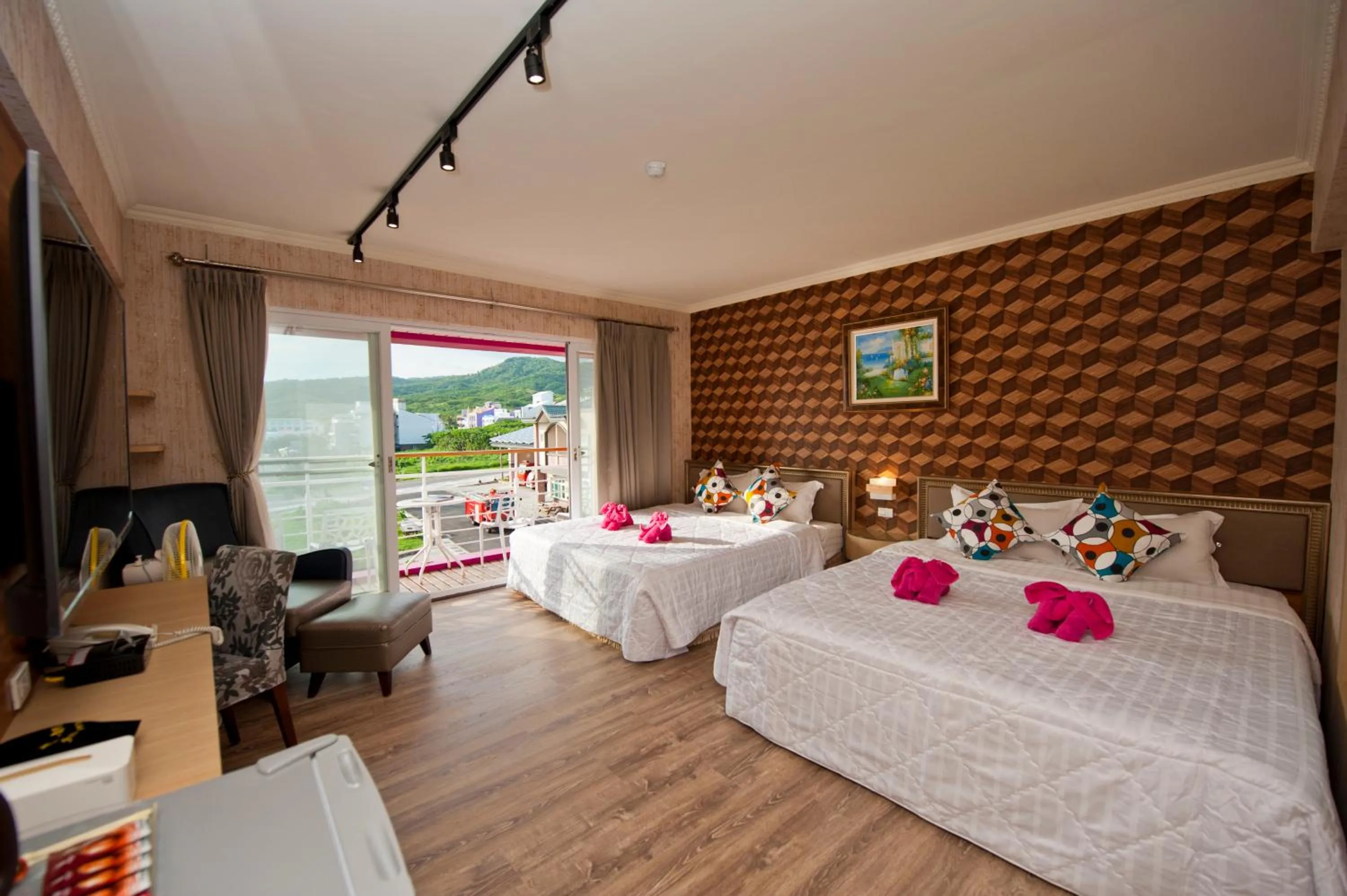 Bed in 墾丁品喬旅店