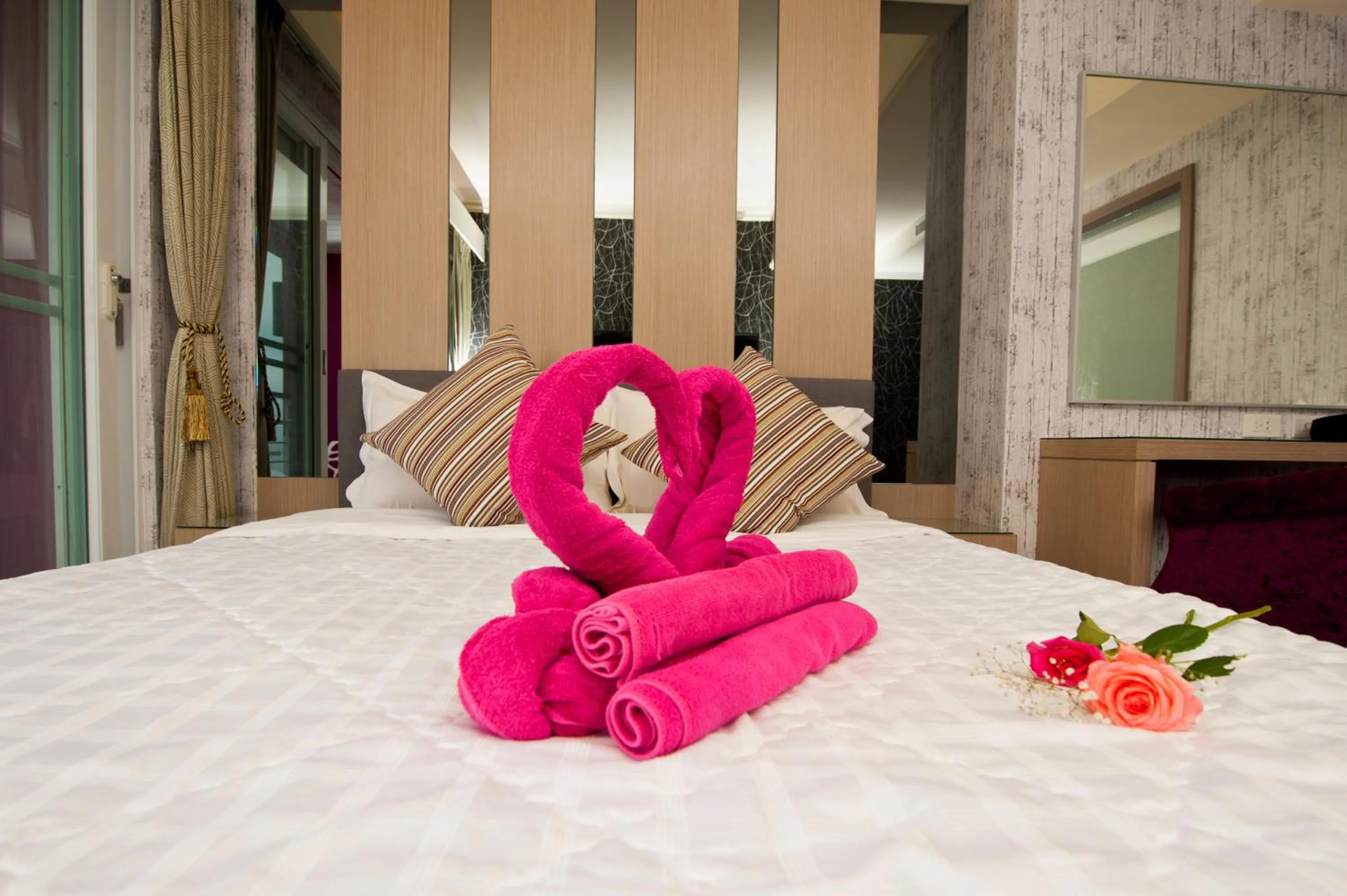 Bed in 墾丁品喬旅店