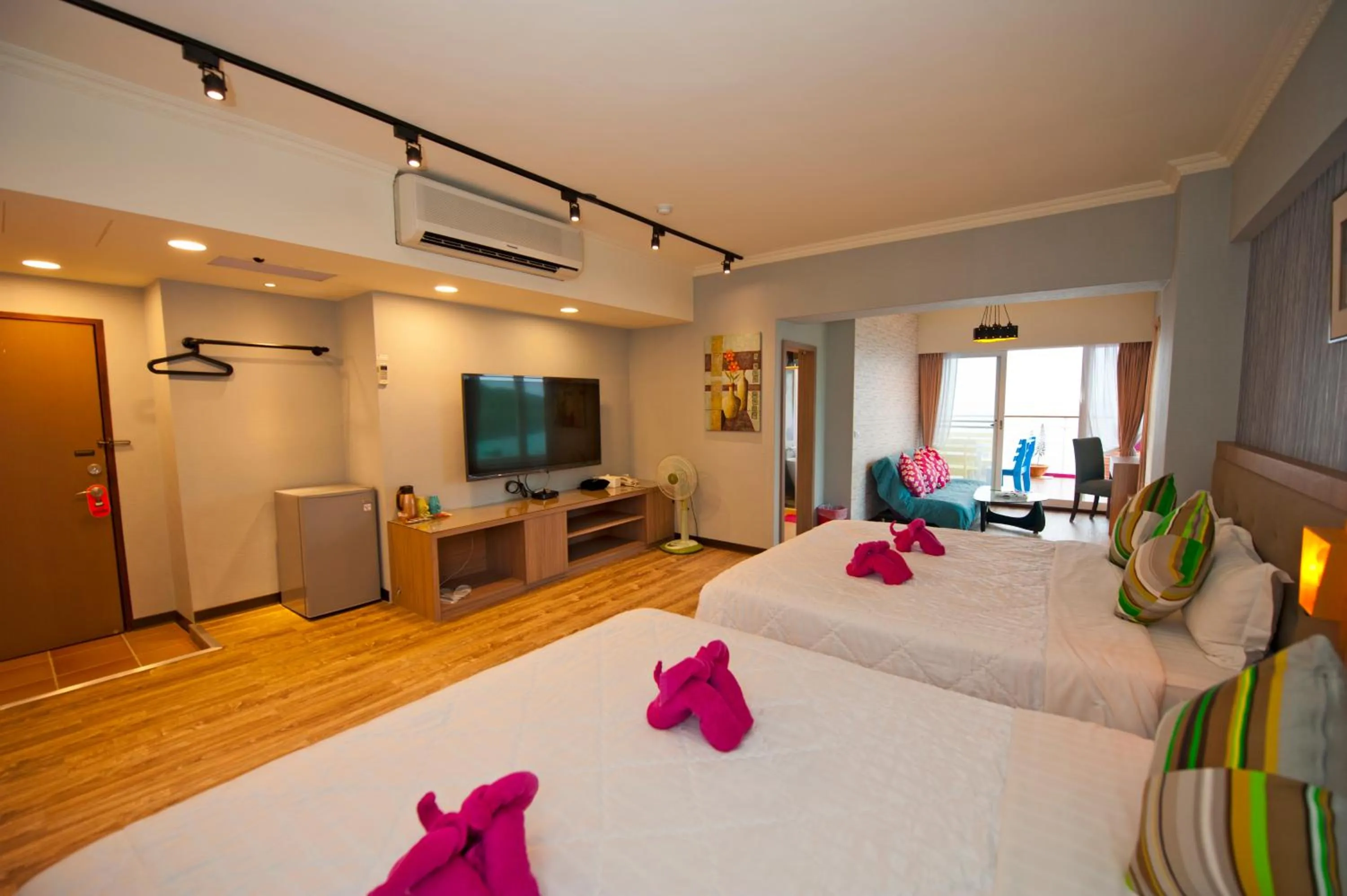 Bed in 墾丁品喬旅店