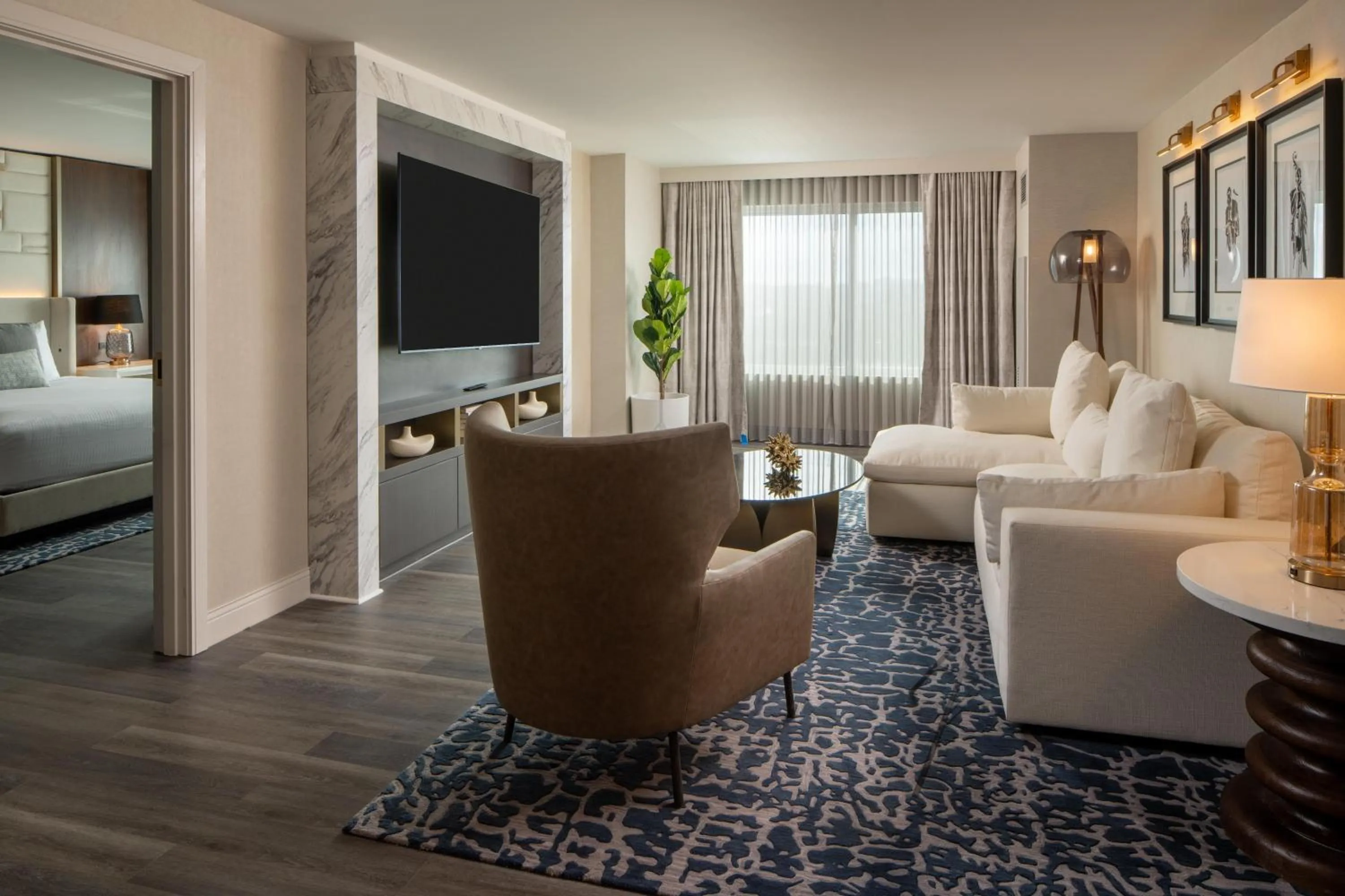 Living room, Bed in Live Casino & Hotel Louisiana, Curio Collection by Hilton